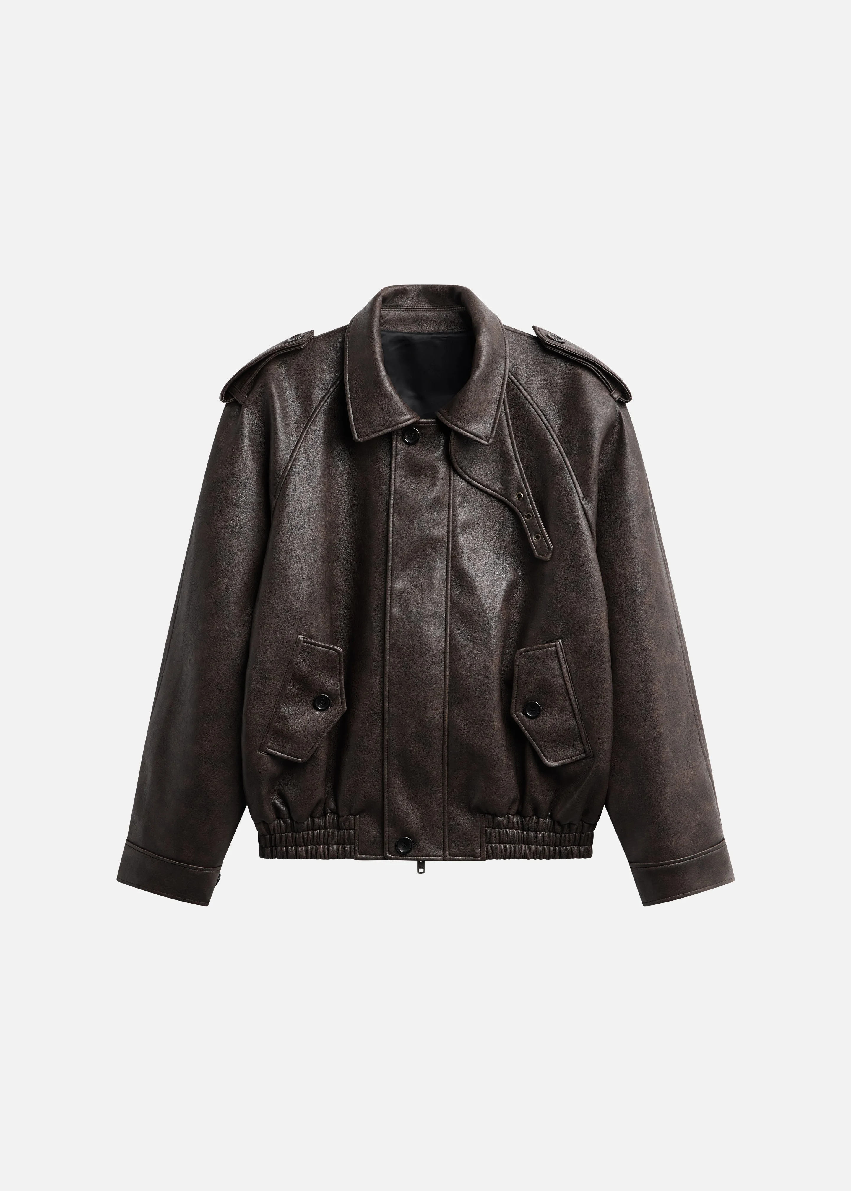 Nyland Faux Leather Padded Jacket - Brown - 1