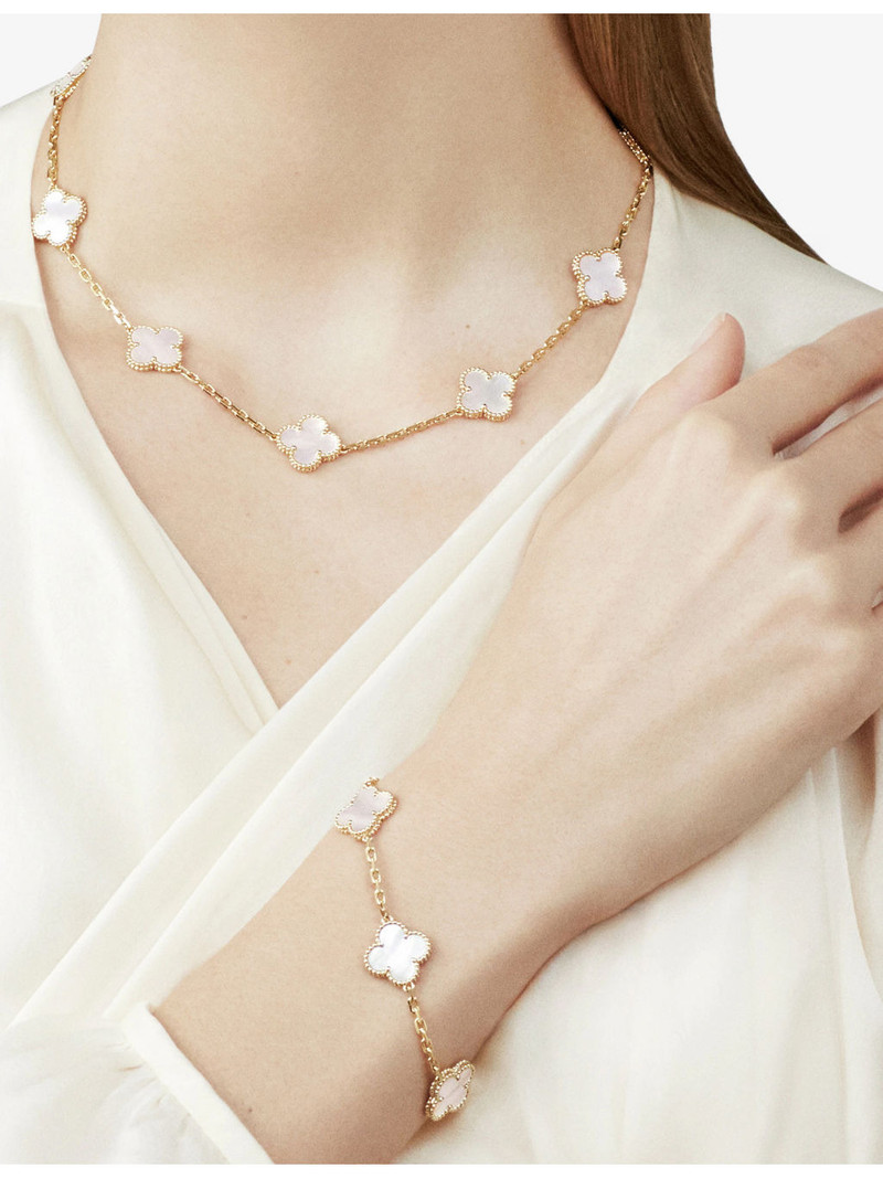 Van Cleef & Arpels Vintage Alhambra yellow-gold and mother-of-pearl necklace outlook