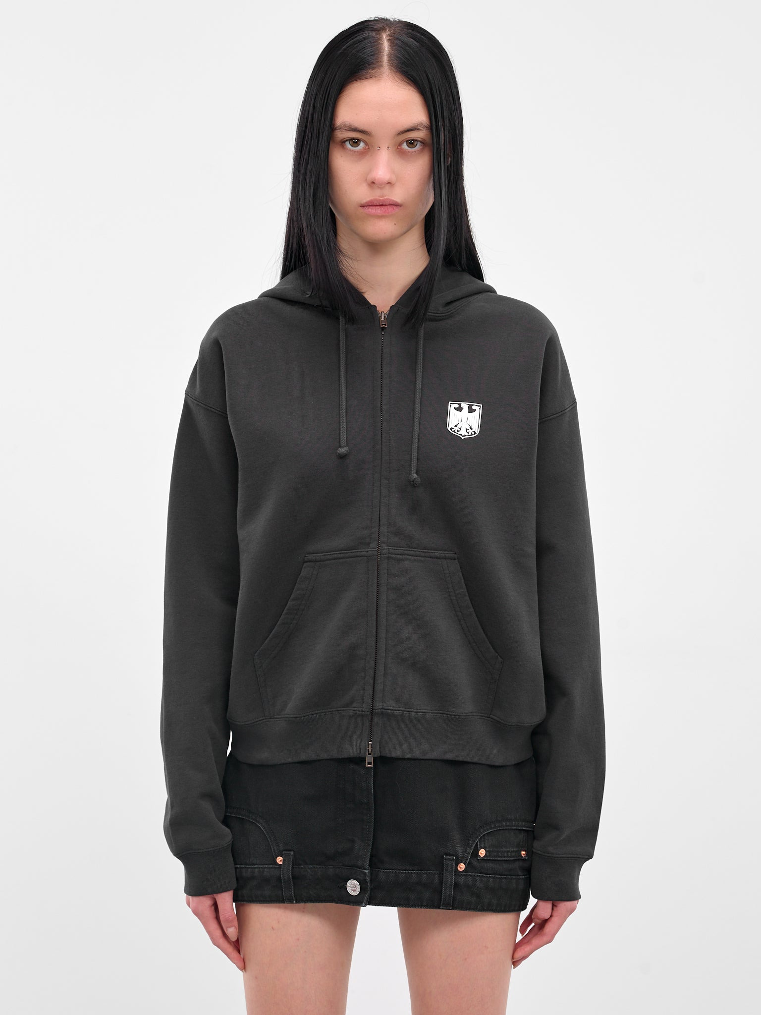 Black Polizei Zip-Up Hoodie - 1