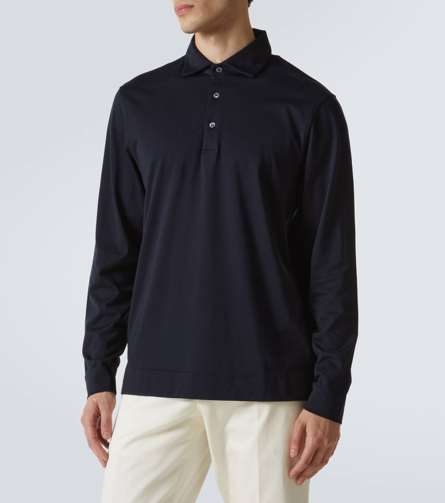 Cotton and silk polo sweater - 3
