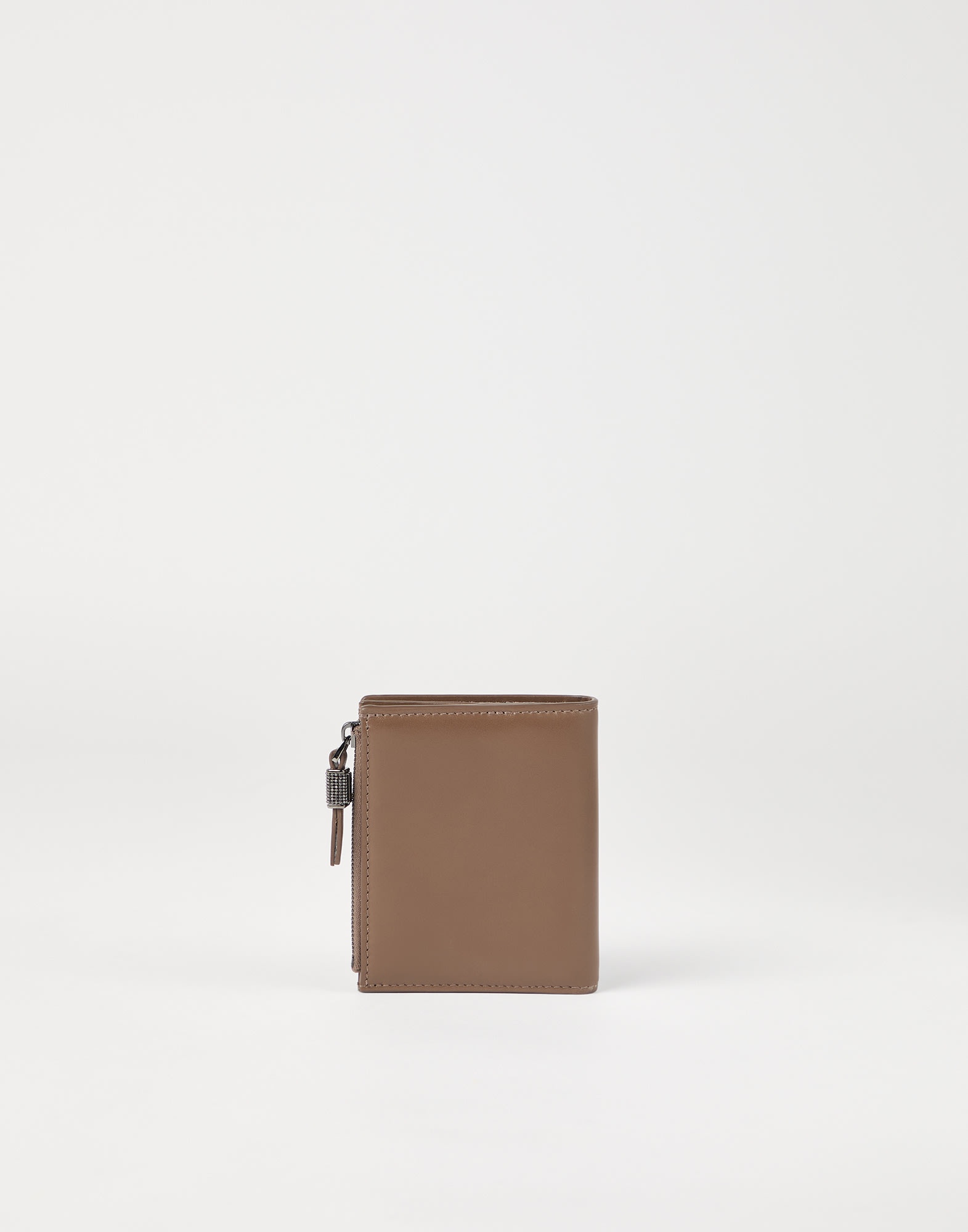 Grained calfskin compact wallet with shiny zipper pull - 2