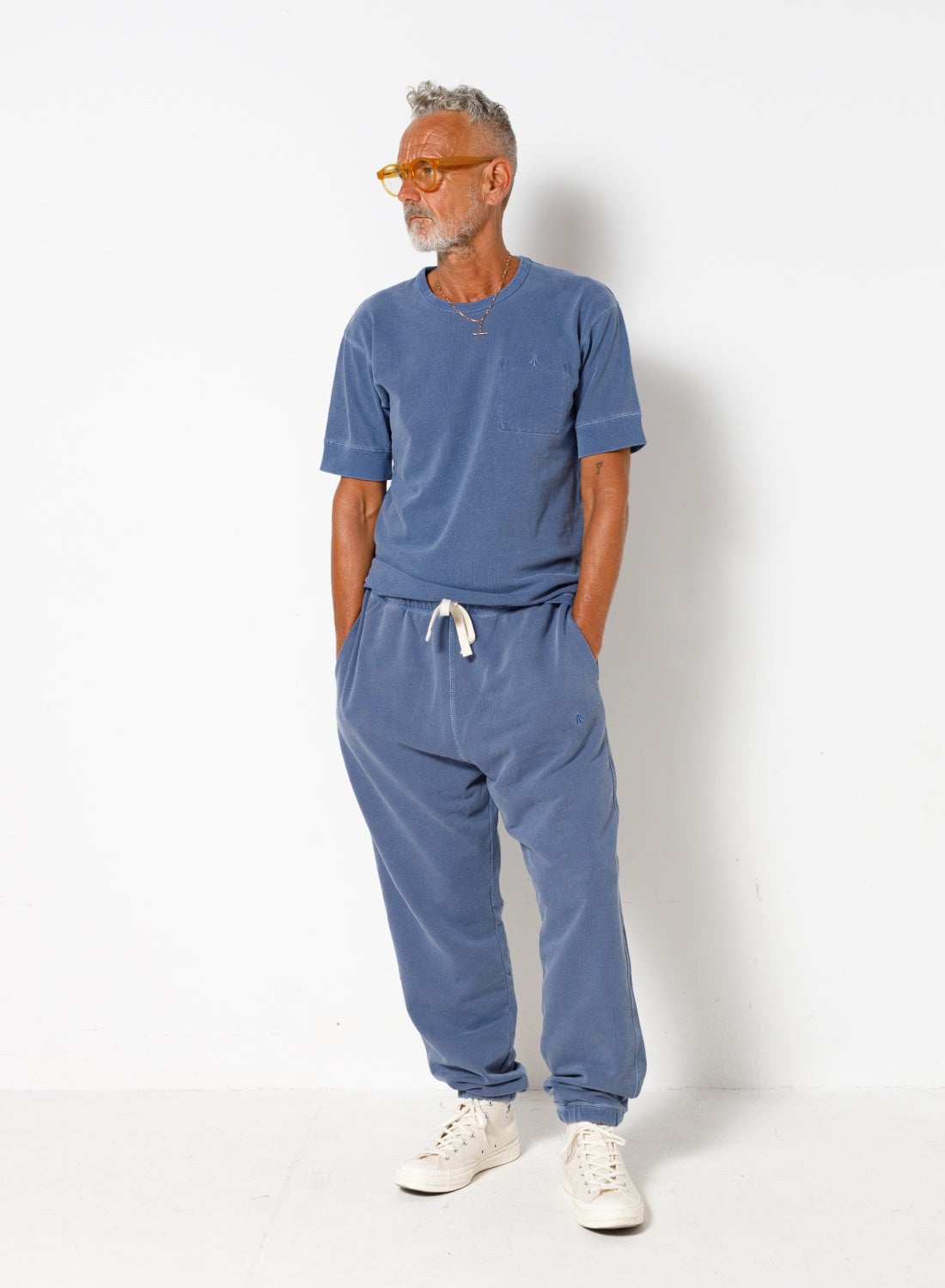 Embroidered Arrow Sweatpant in Denim - 3