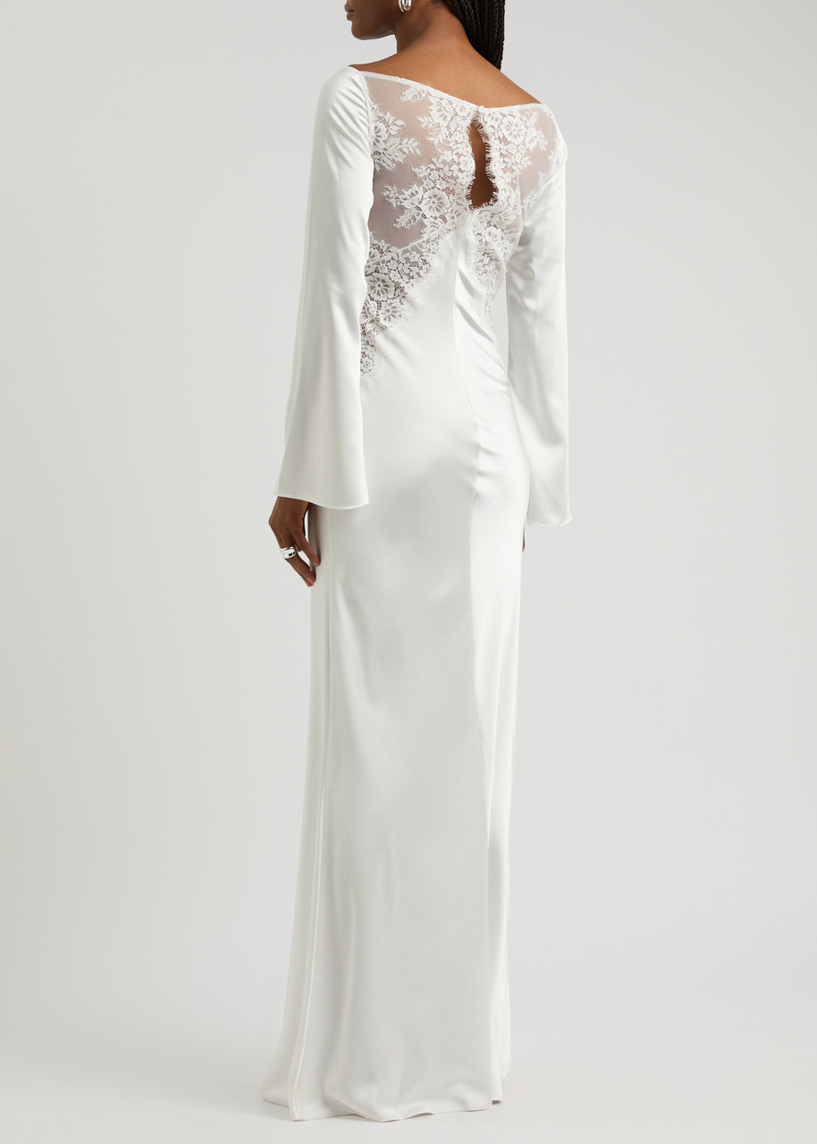 Self-portrait Lace and Satin Maxi Dress - 3