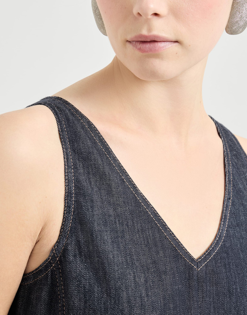Cotton denim-effect twill mini dress 4