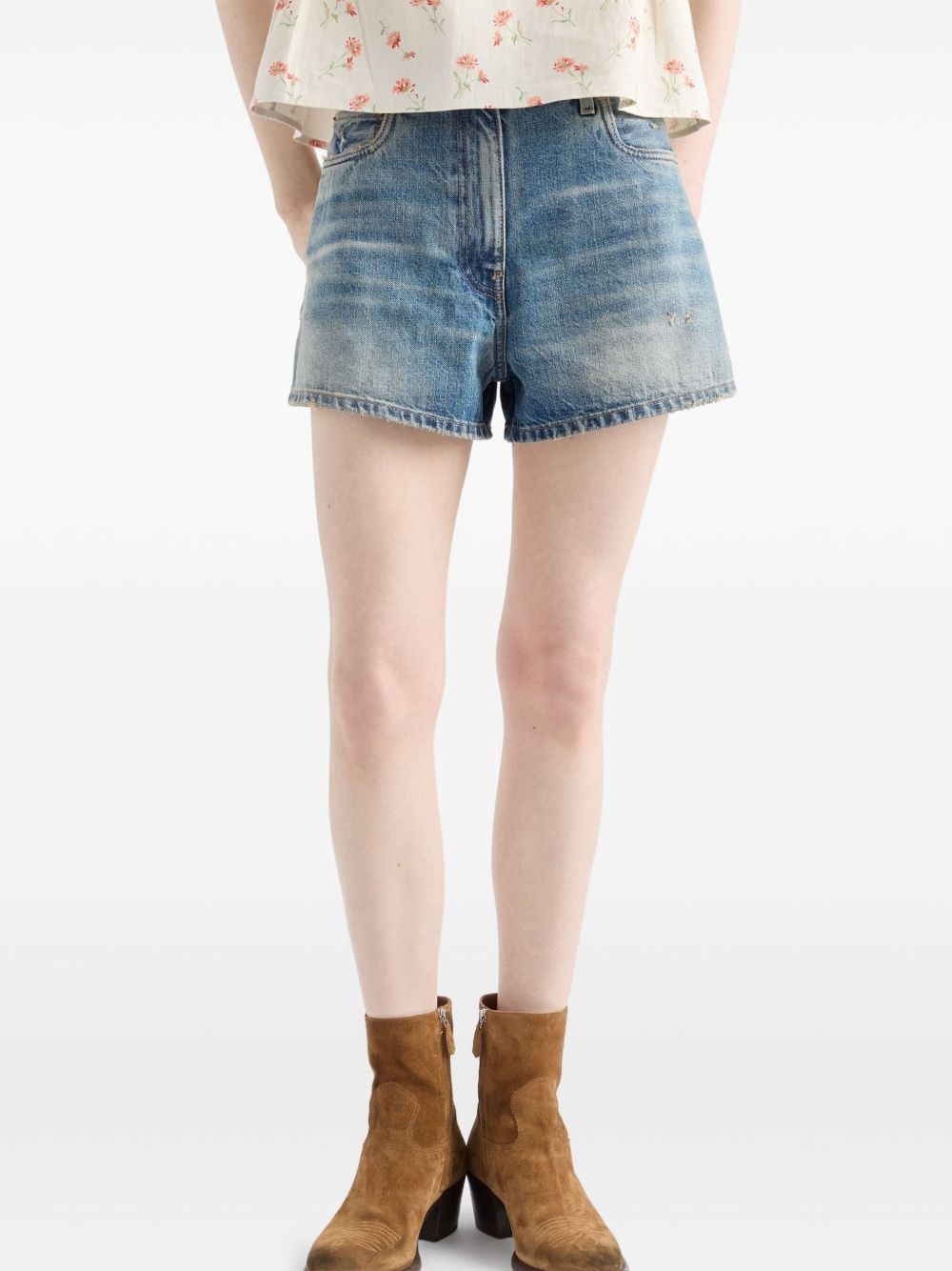 cotton denim shorts - 4