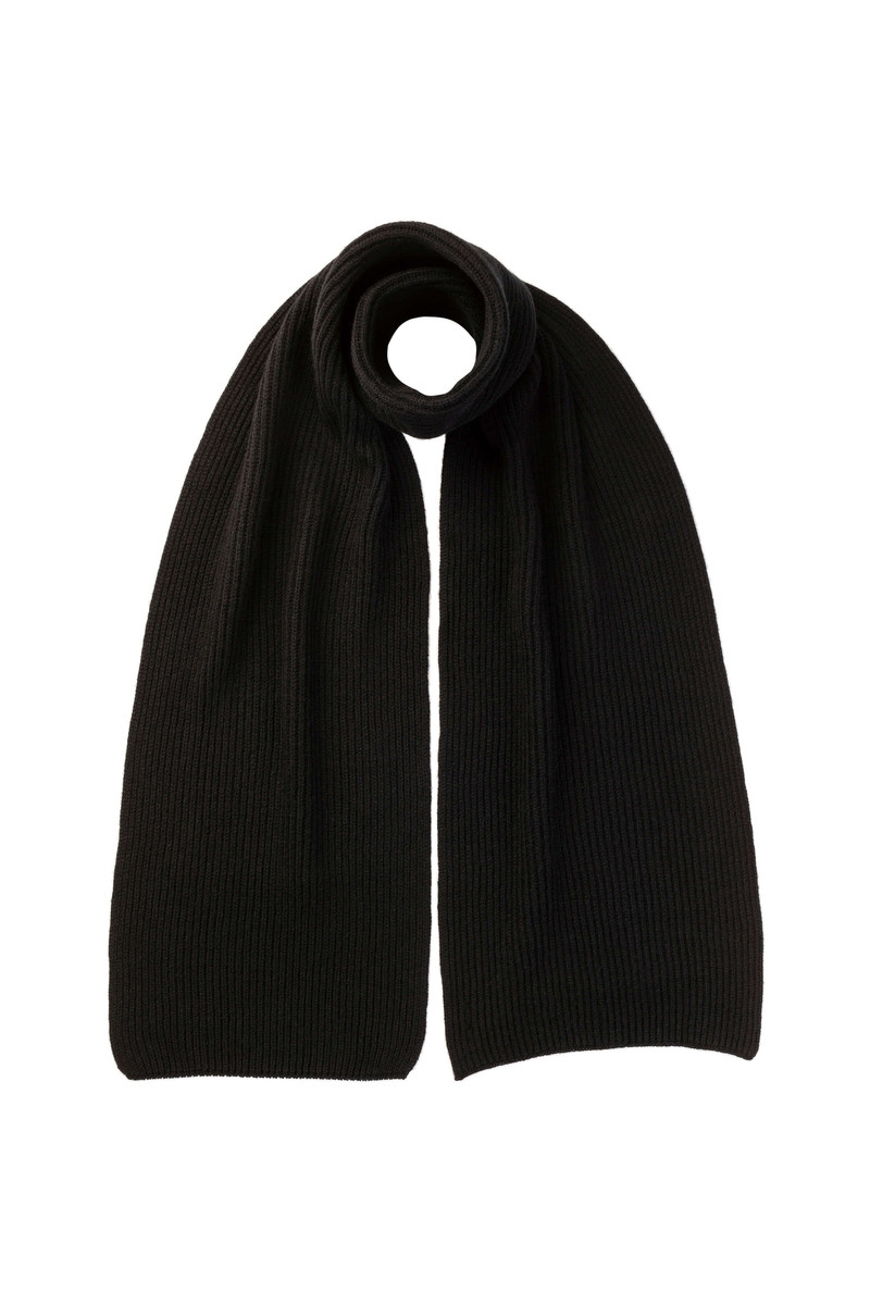 Black Cashmere Ribbed Scarf 1