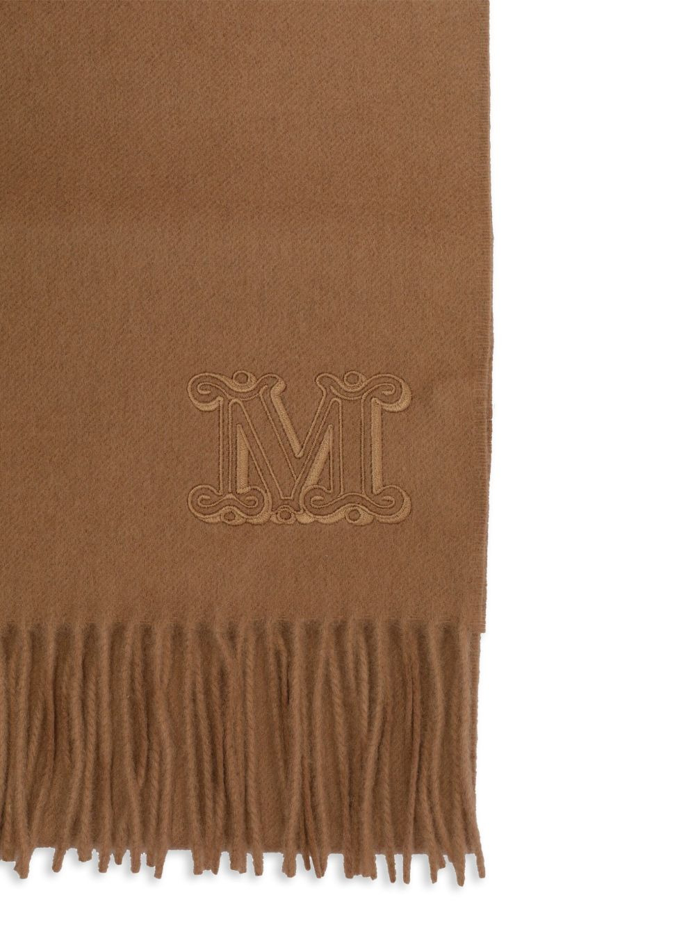 embroidered-logo fringe scarf - 2