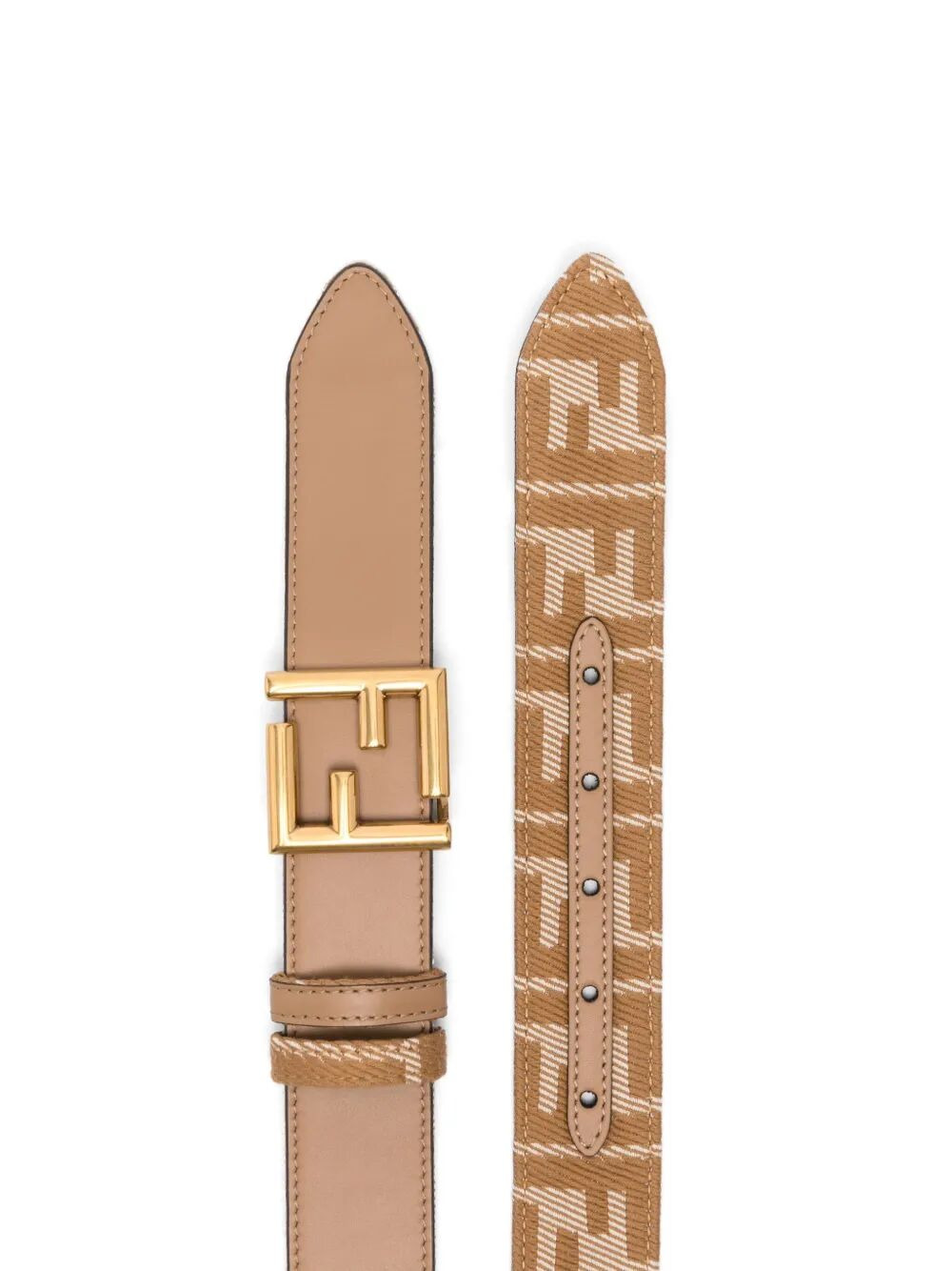 Fendi Women Leather And Denim-Effect Ff Jacquard Reversible Belt - 2
