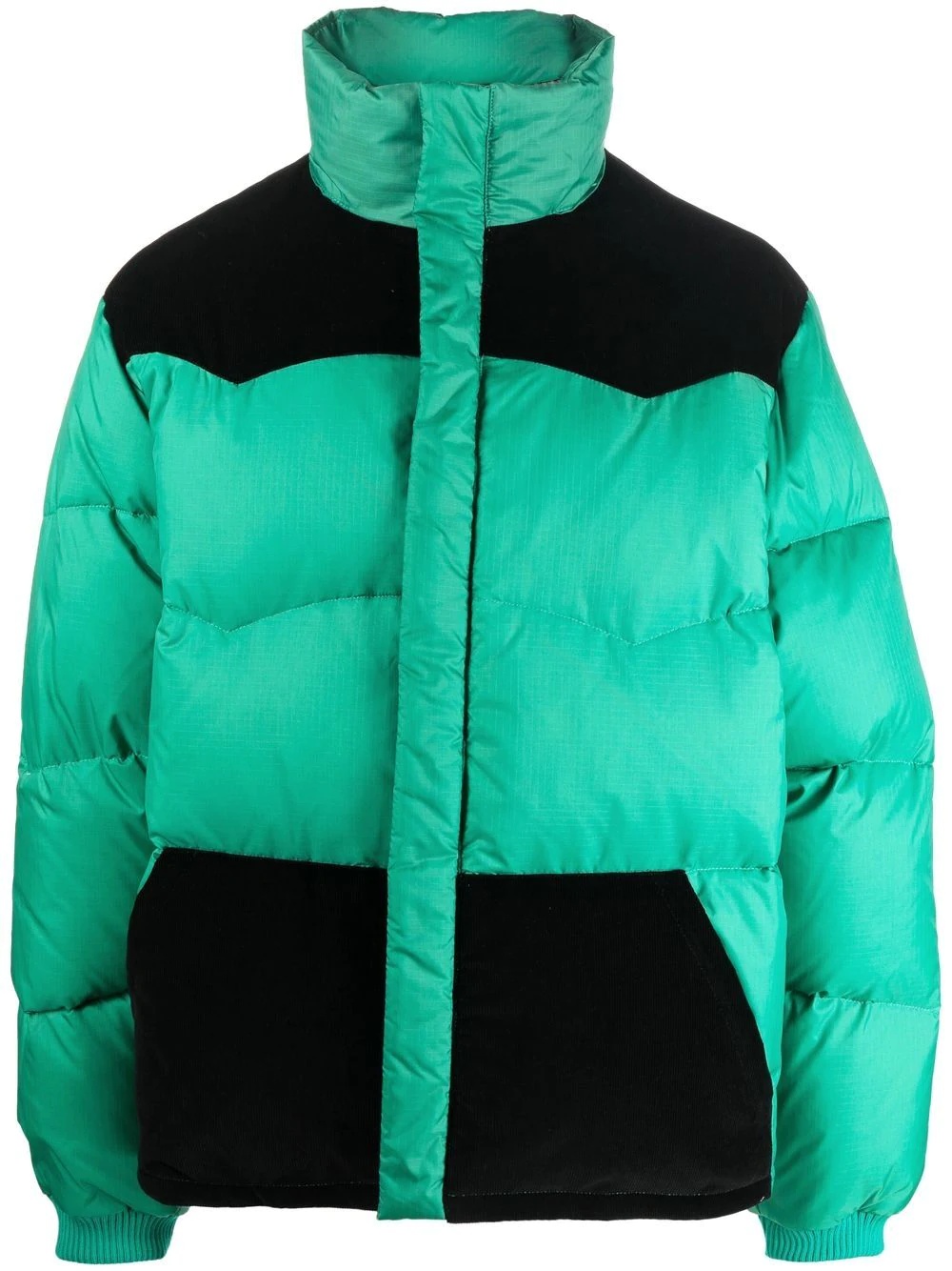 colour-block feather-down jacket - 1