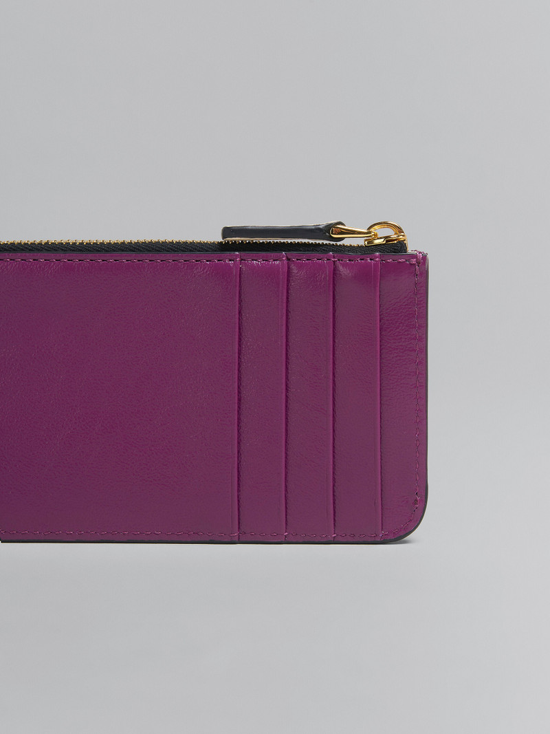 Marni PURPLE AND WHITE LEATHER CARD CASE outlook