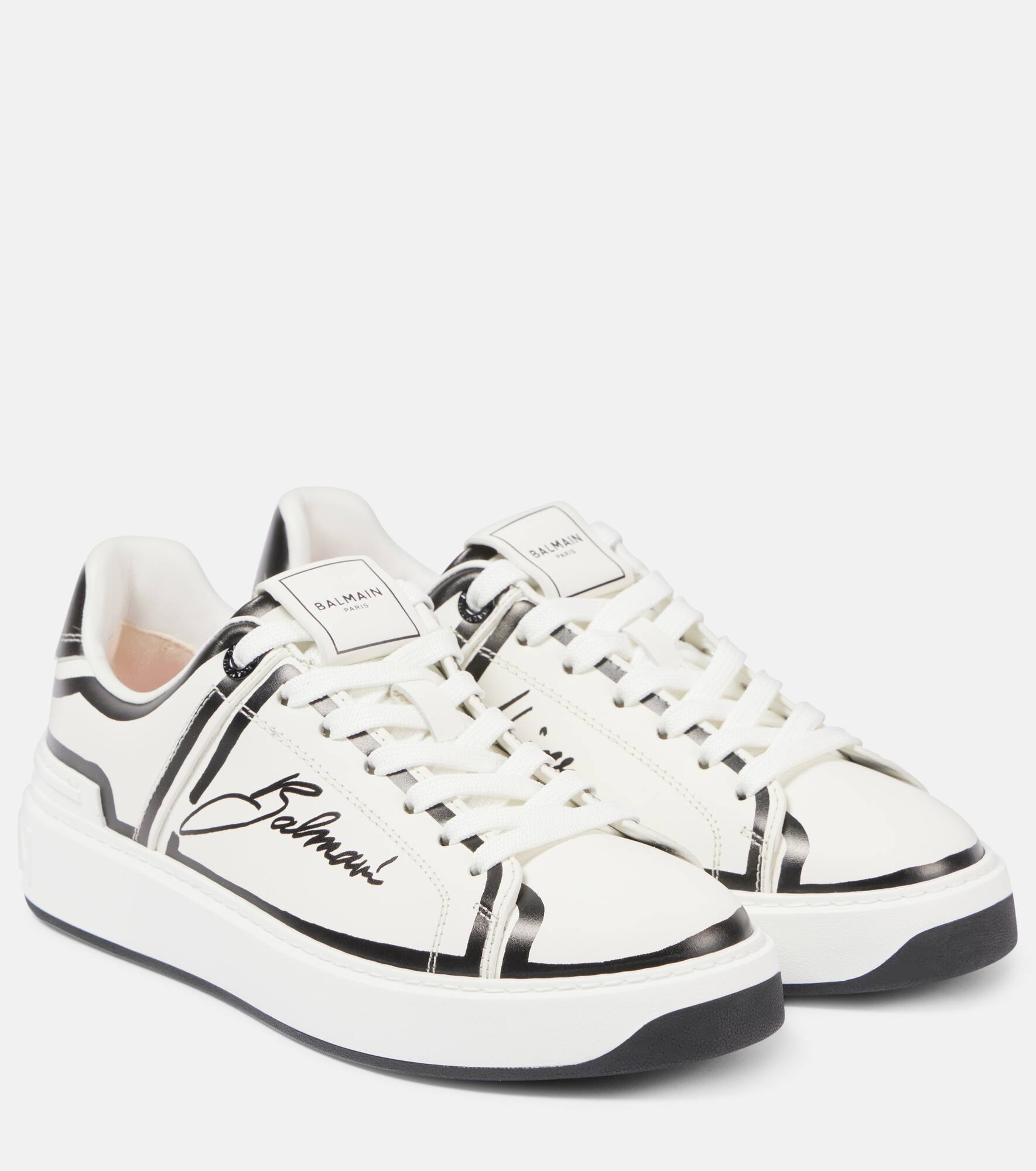 B-Court logo leather low-top sneakers - 1