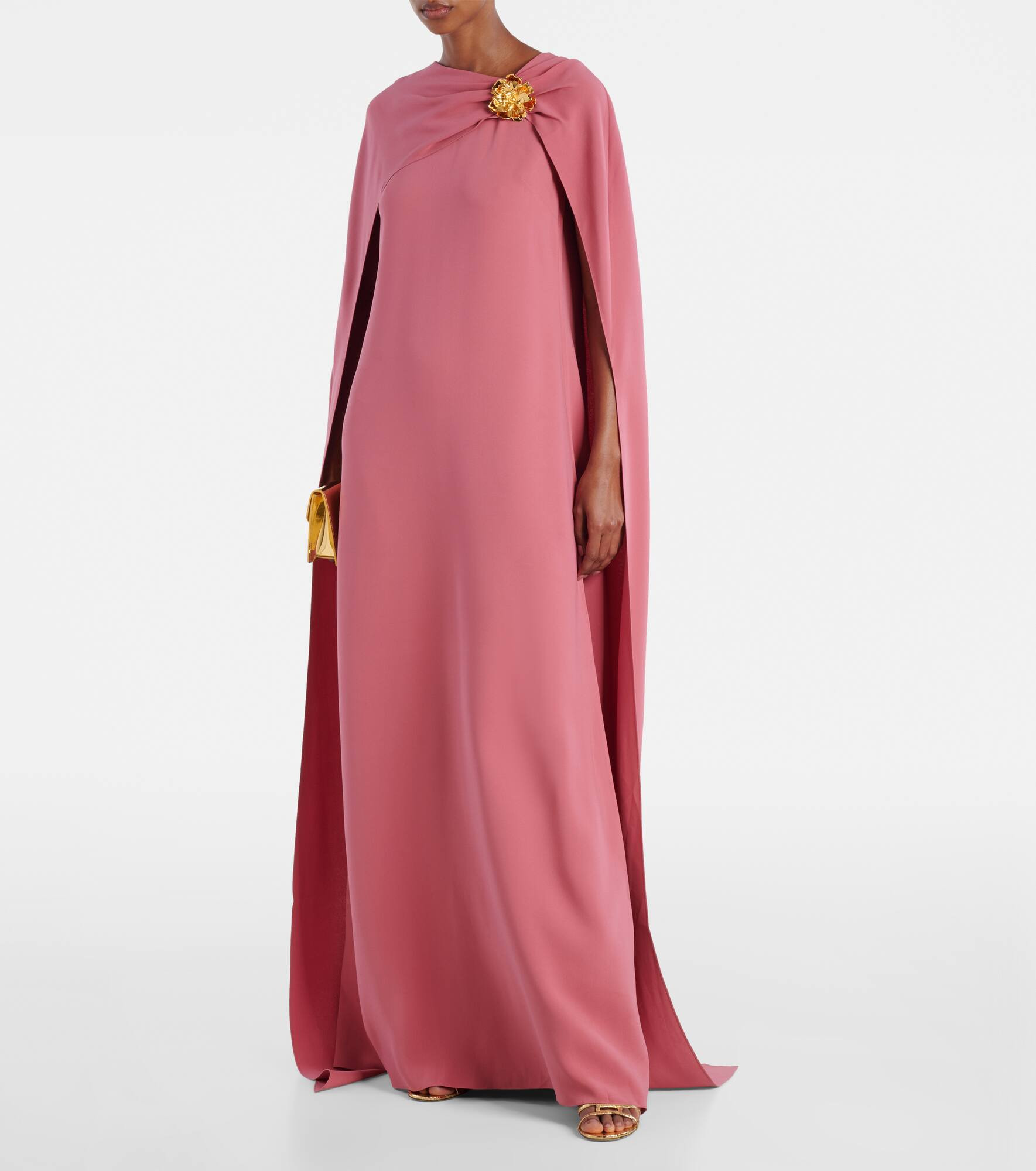 Caped silk-blend gown - 2