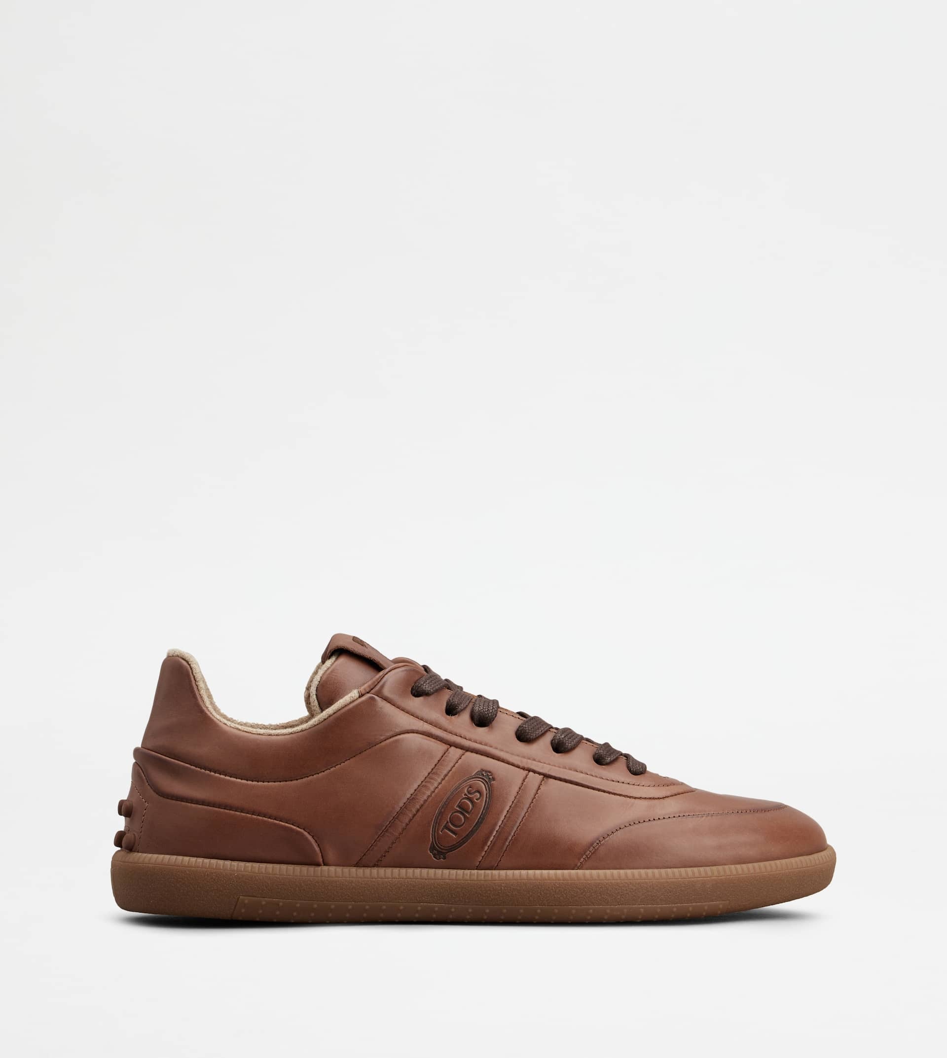 TOD'S TABS SNEAKERS IN LEATHER - BROWN - 1