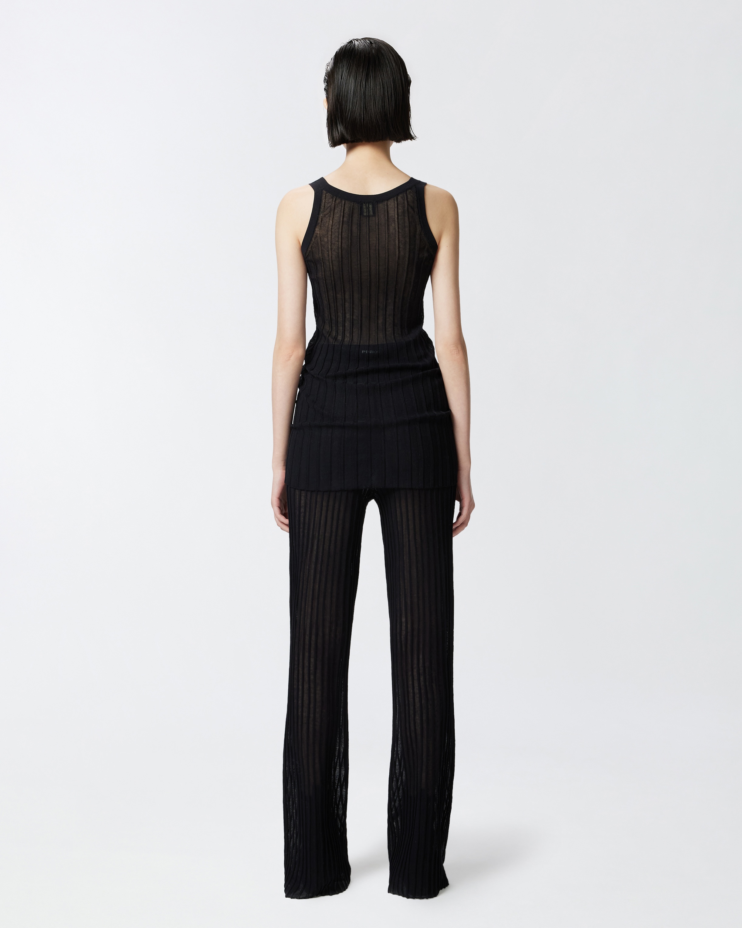 LONG SEMI-TRANSPARENT RIBBED TANK TOP - 4