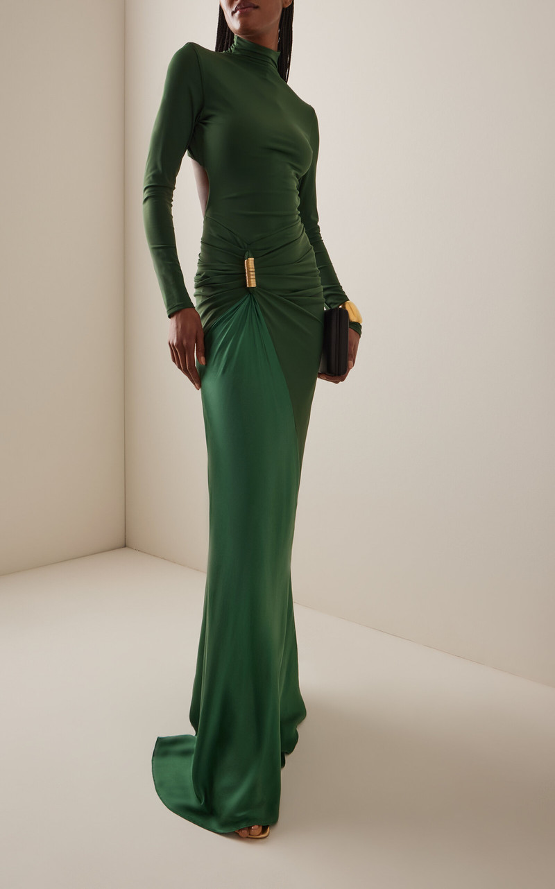 SILVIA TCHERASSI Lena Ruched Maxi Dress green outlook