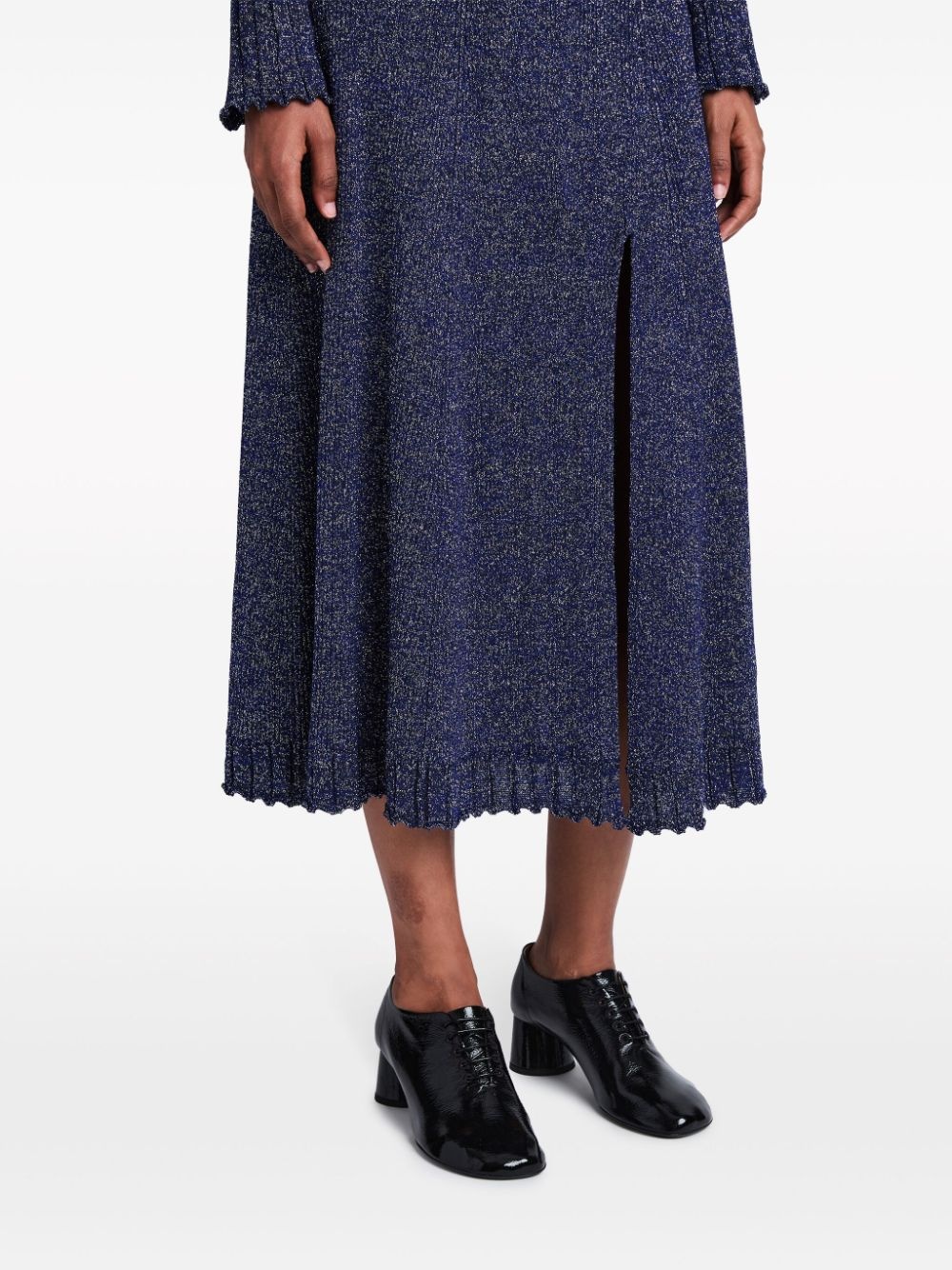 Lidia lurex-detail knitted skirt - 5
