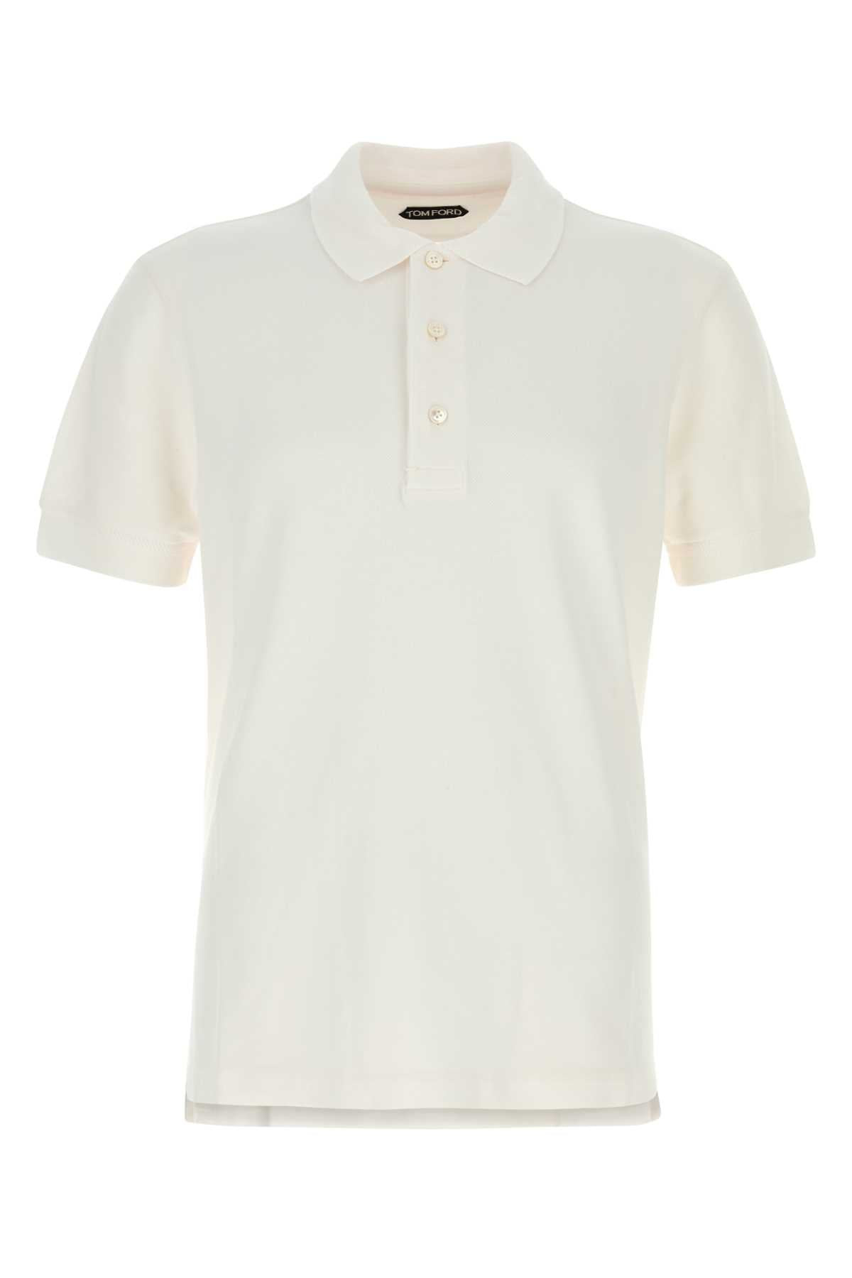 Tom Ford Men White Piquet Polo Shirt - 1