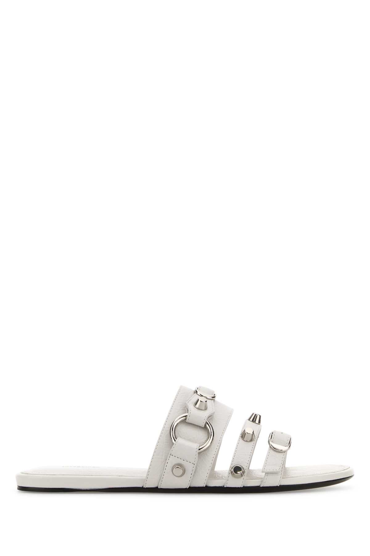 Balenciaga Women White Leather City Slippers - 1