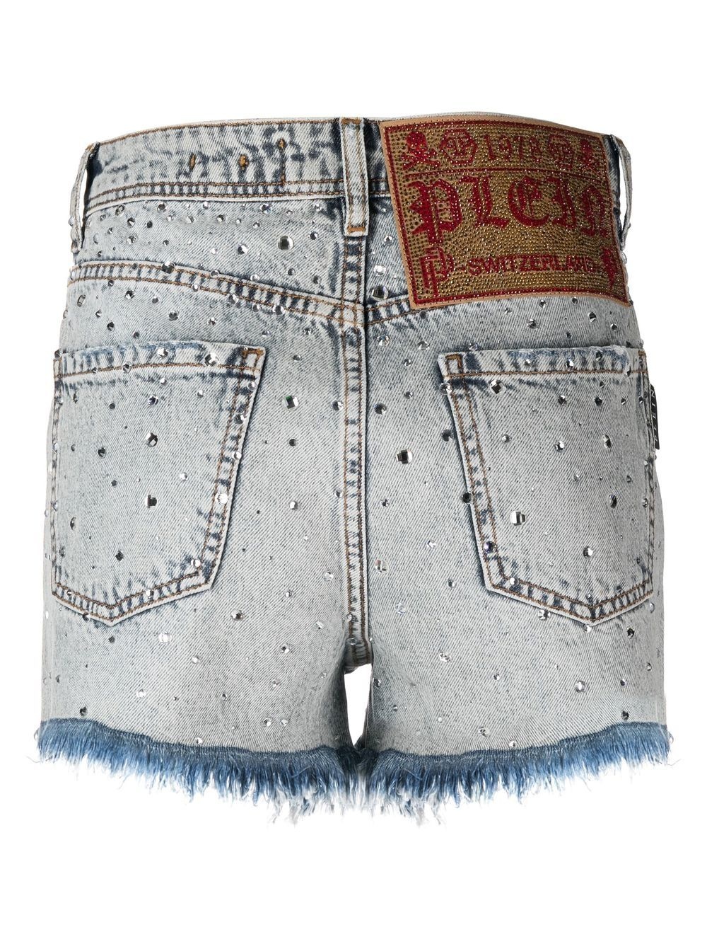 logo-patch crystal-embellished shorts - 2