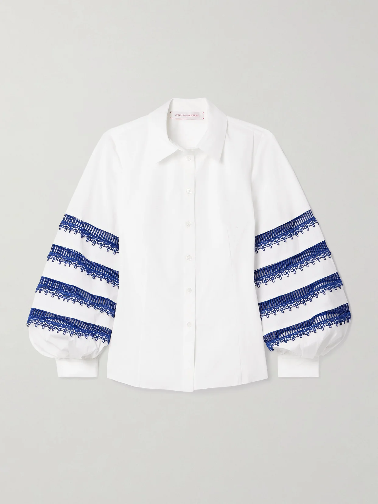 Guipure Lace-trimmed Cotton-blend Poplin Shirt - 1