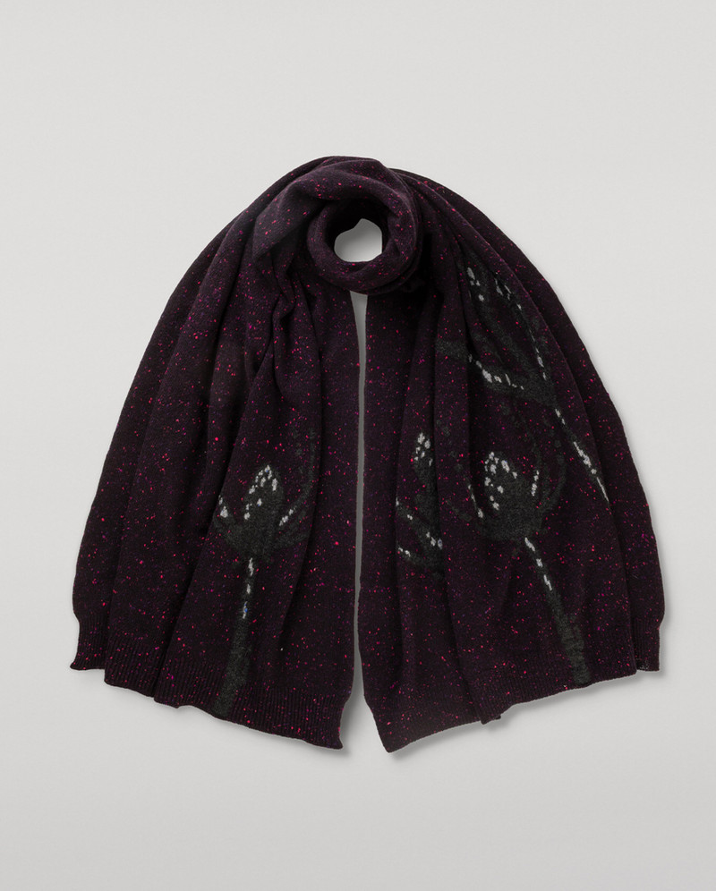 Wild Thistle Intarsia Purple Cashmere Wrap 1