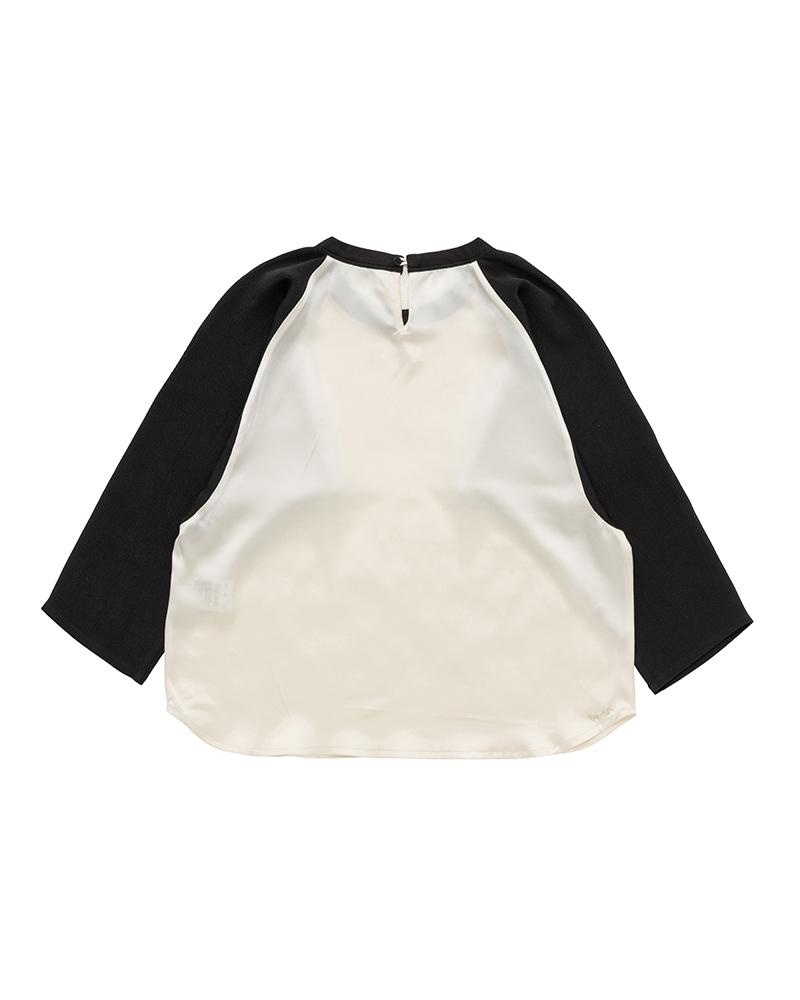 RAGLAN BLOUSE (CHIRIMEN) BLACK - 2