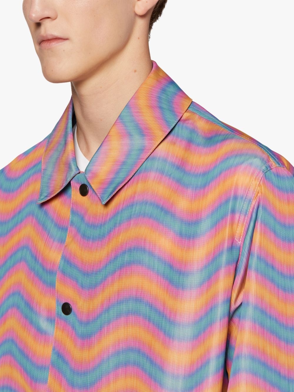 TEEMING PINK & ORANGE WAVE PRINT NYLON COACH JACKET | GMM-216 - 5