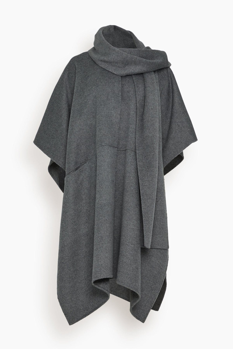 Double Scarf Coat in Mid Grey Melange 1