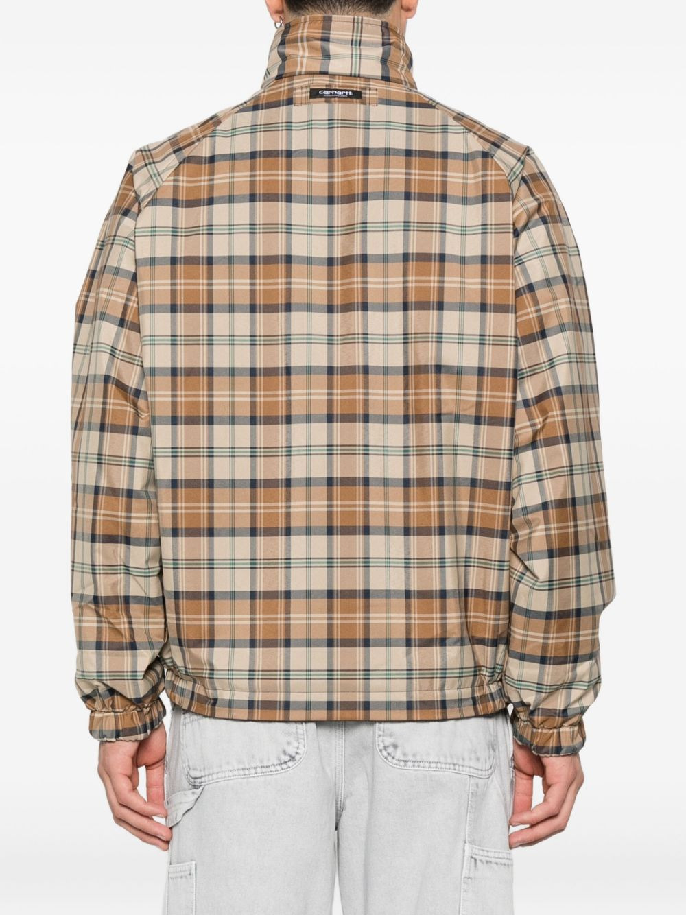 checked zip-up jacket - 4