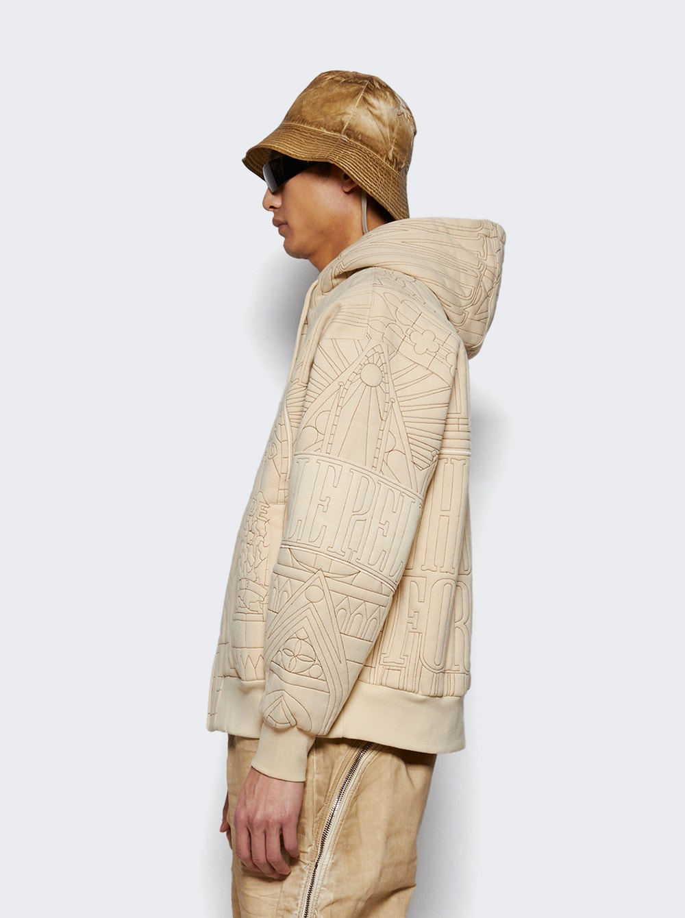 Wdw X Pp Cathedral Zip Up Hoodie Cream - 3