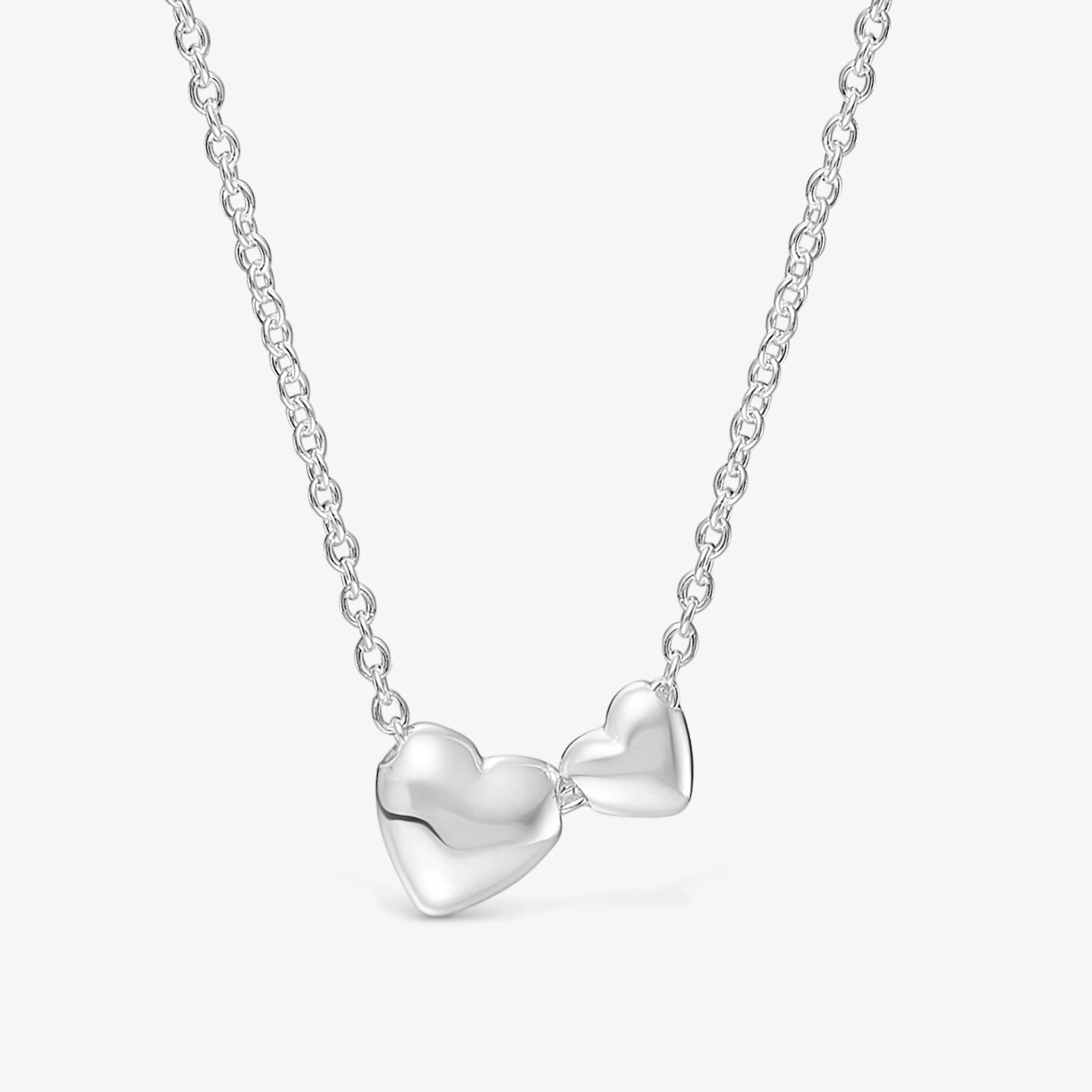 Short silver Necklace with heart motifs Garden of Love - 1