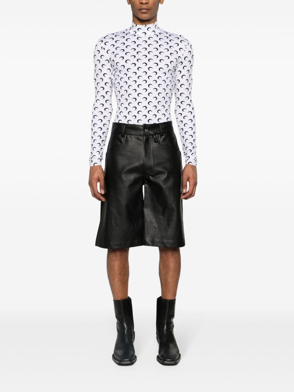 moon-print mock-neck T-shirt - 2