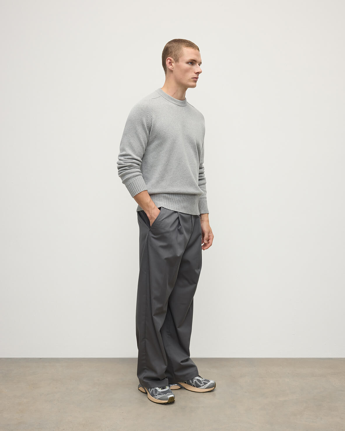 Superfine Merino Relaxed Grey Jumper - 3