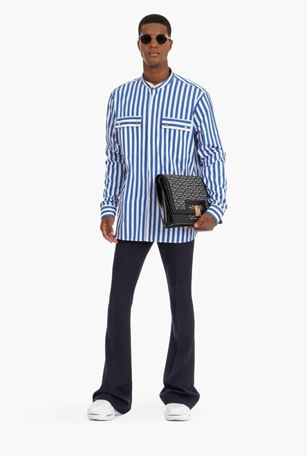 Oversized striped blue and white cotton shirt - 2