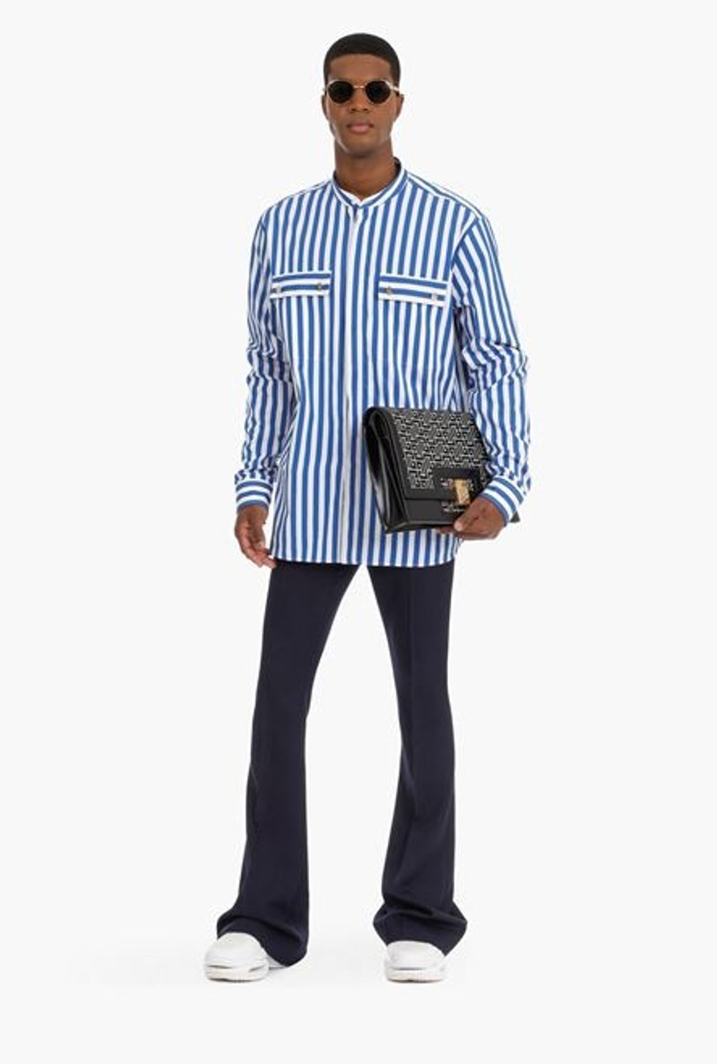 Balmain Oversized striped blue and white cotton shirt outlook