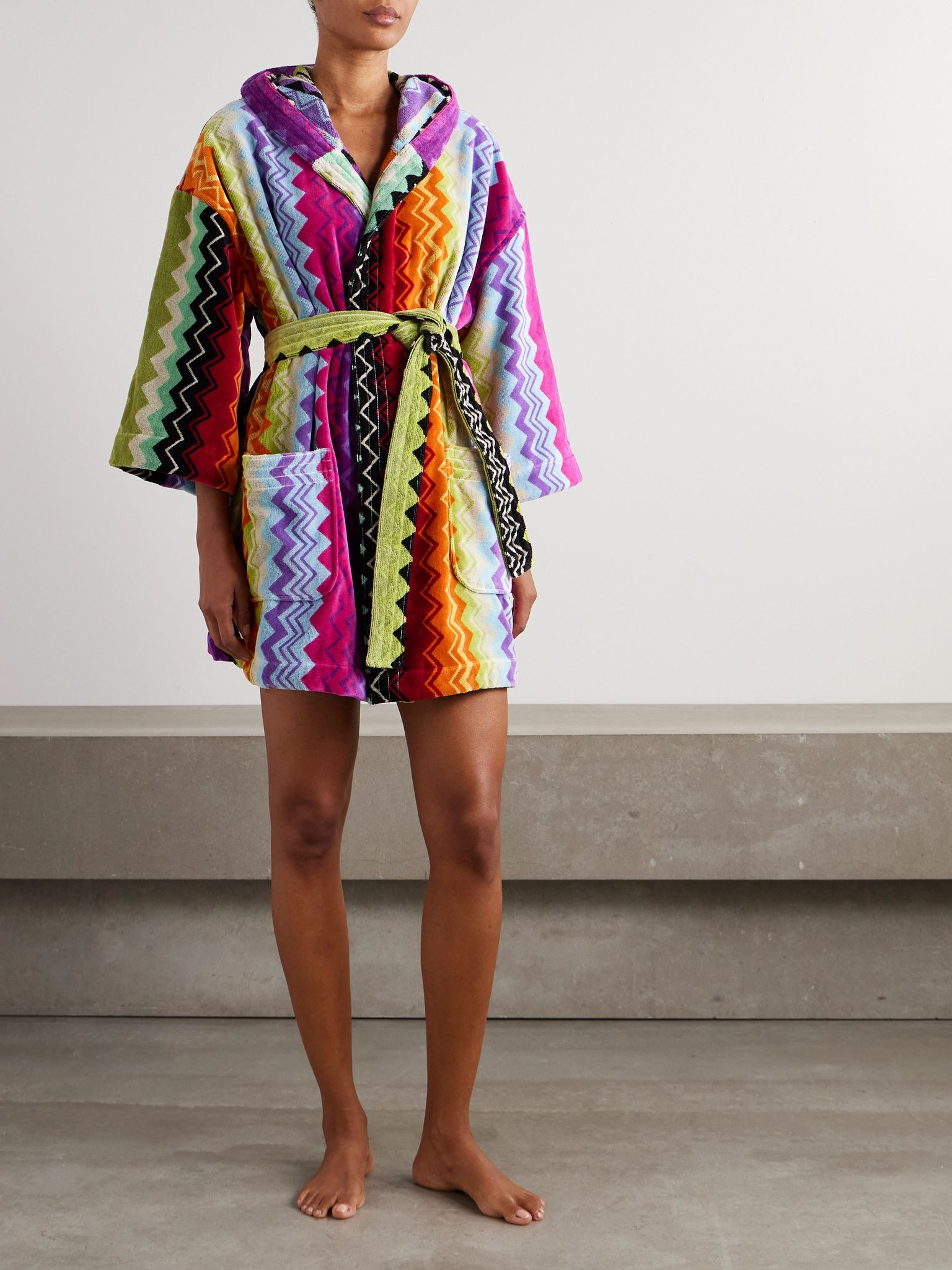 Giacomo hooded belted striped cotton-terry robe Multi - 2