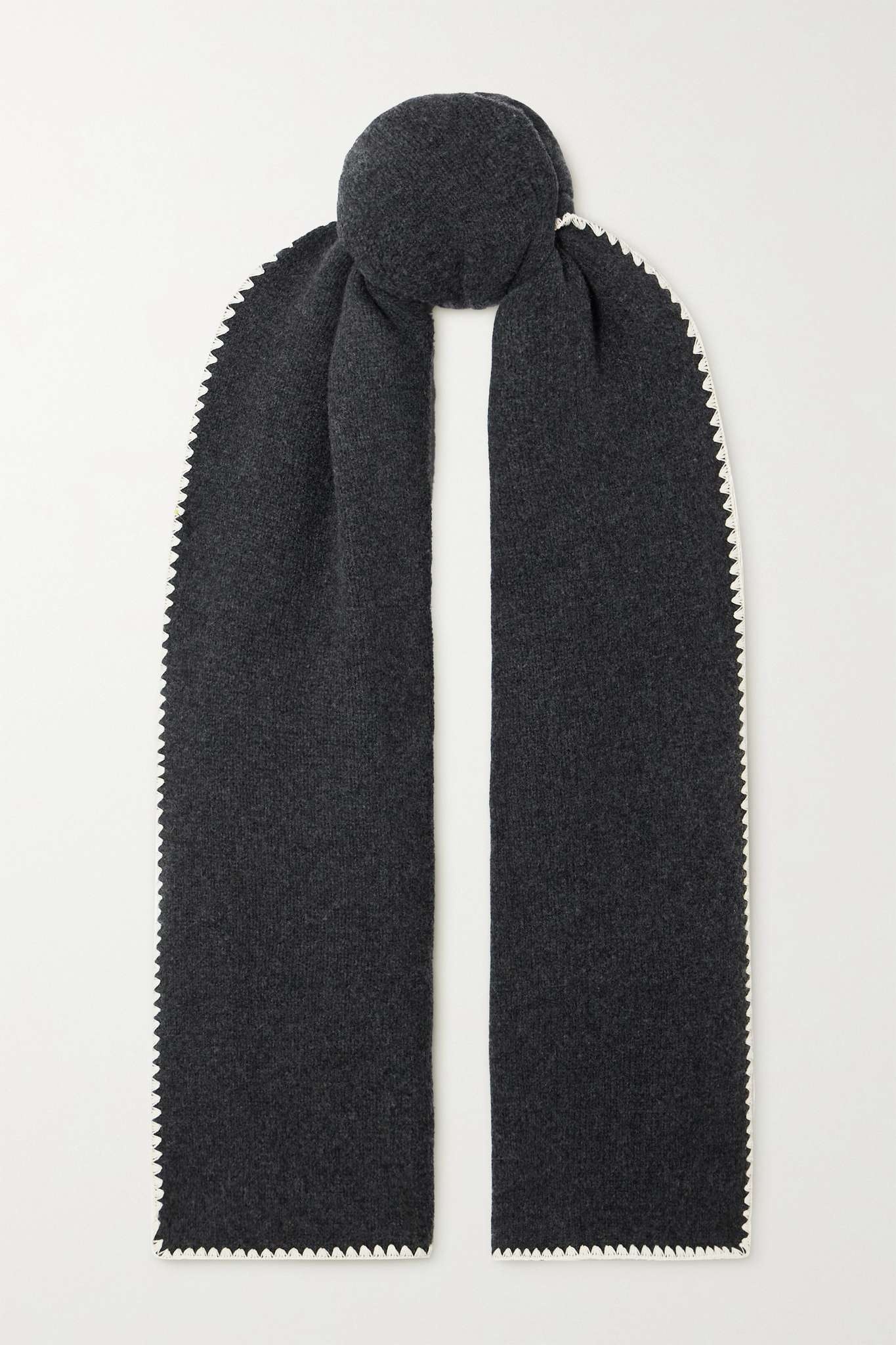 Embroidered wool-blend scarf - 1