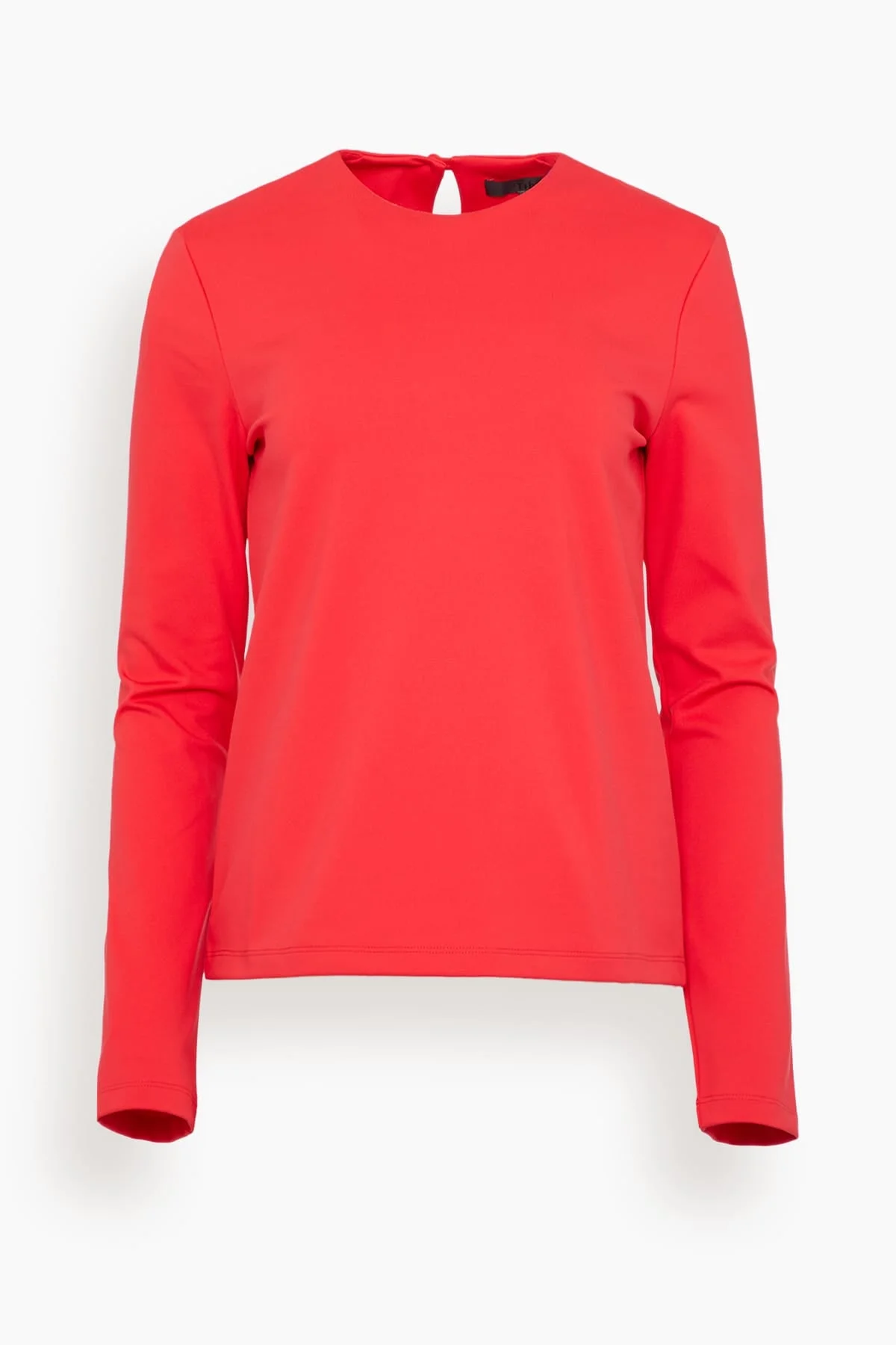Compact Knit Long Sleeve Slim Top in Red - 1