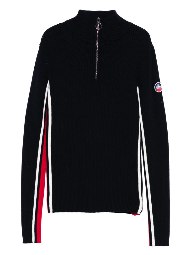 Deltanao side-stripe zip-neck sweater 1