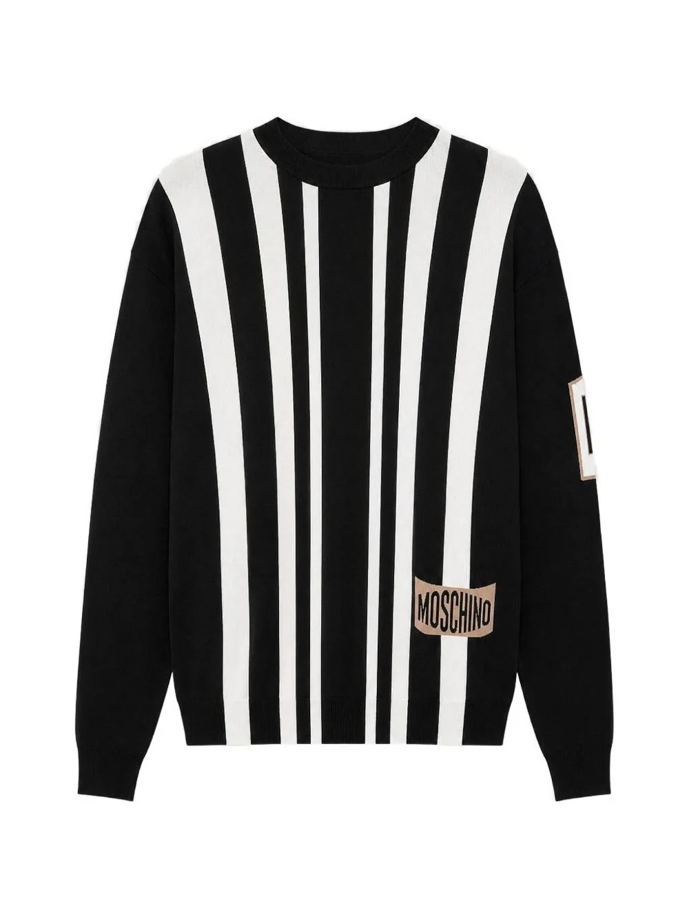 striped number-patch sweater - 1