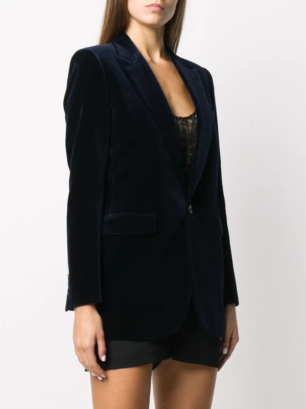 velvet peak lapel blazer - 3