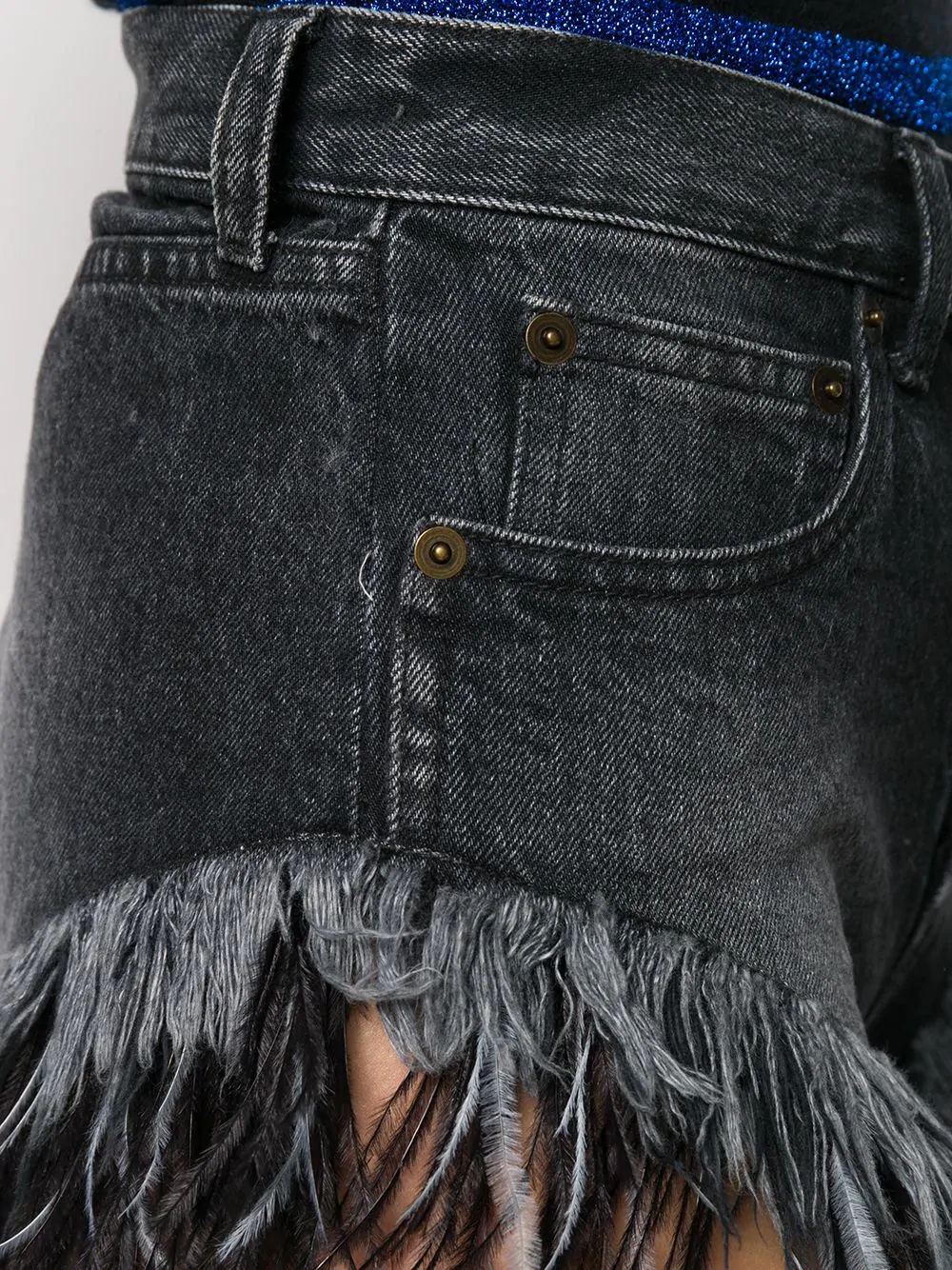 frayed denim shorts - 5