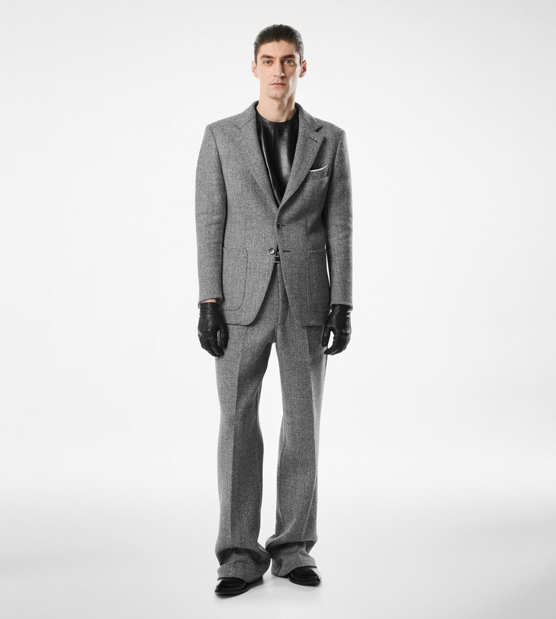 SHARKSKIN HERRINGBONE DOUBLE SPLITTABLE PANT 3
