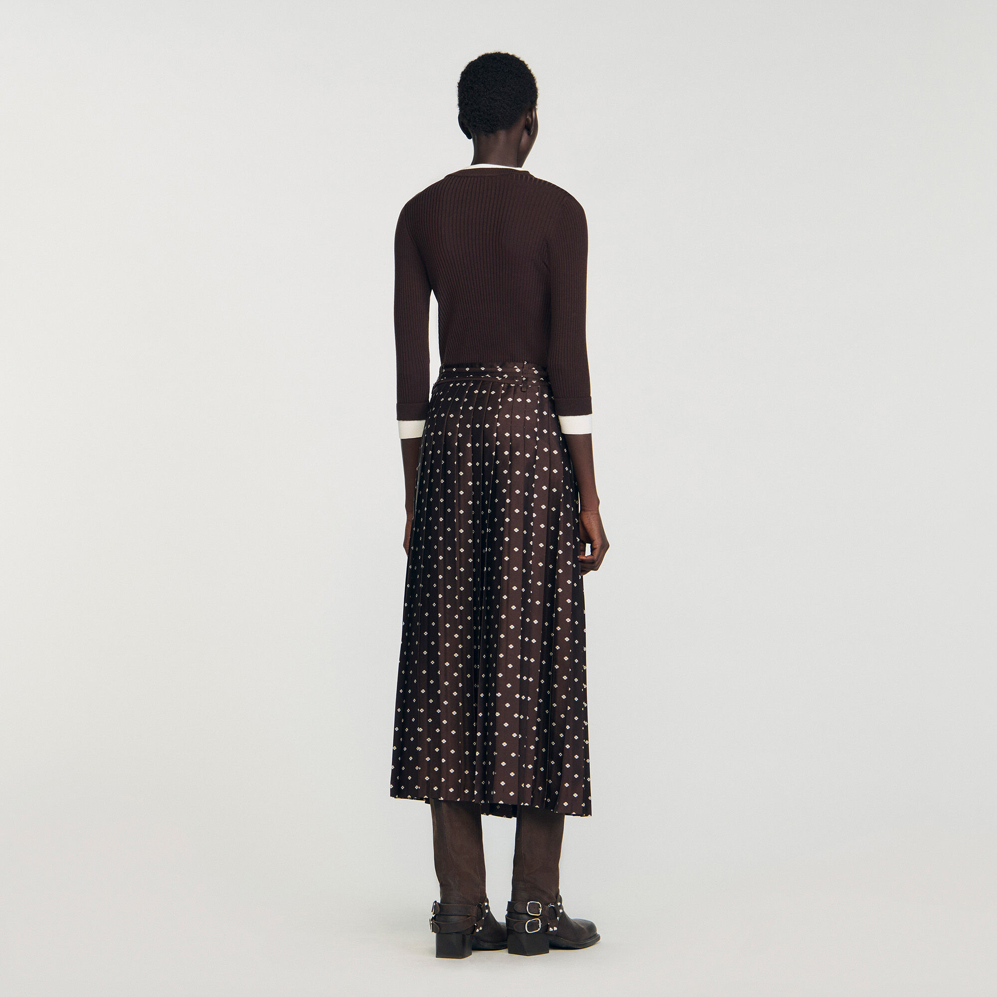 SCARF PRINT MIDI SKIRT - 5