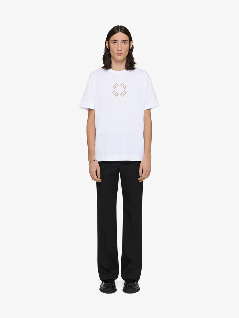 Givenchy T-SHIRT IN COTTON MONOGRAM 72 WITH LACE AND FRINGE outlook