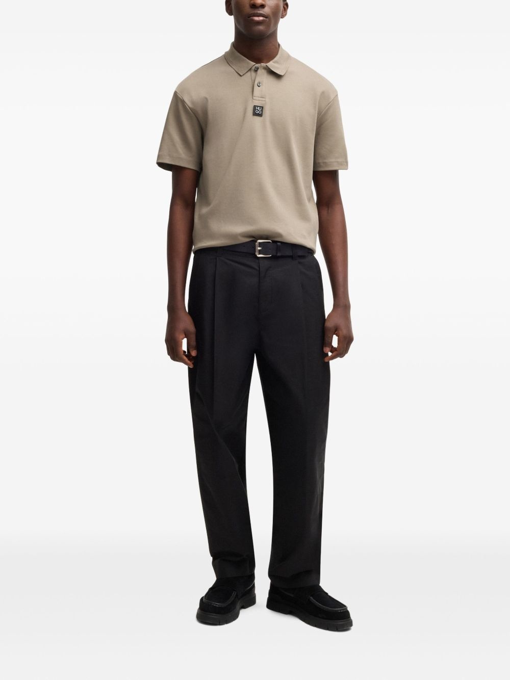 logo-patch polo shirt - 2