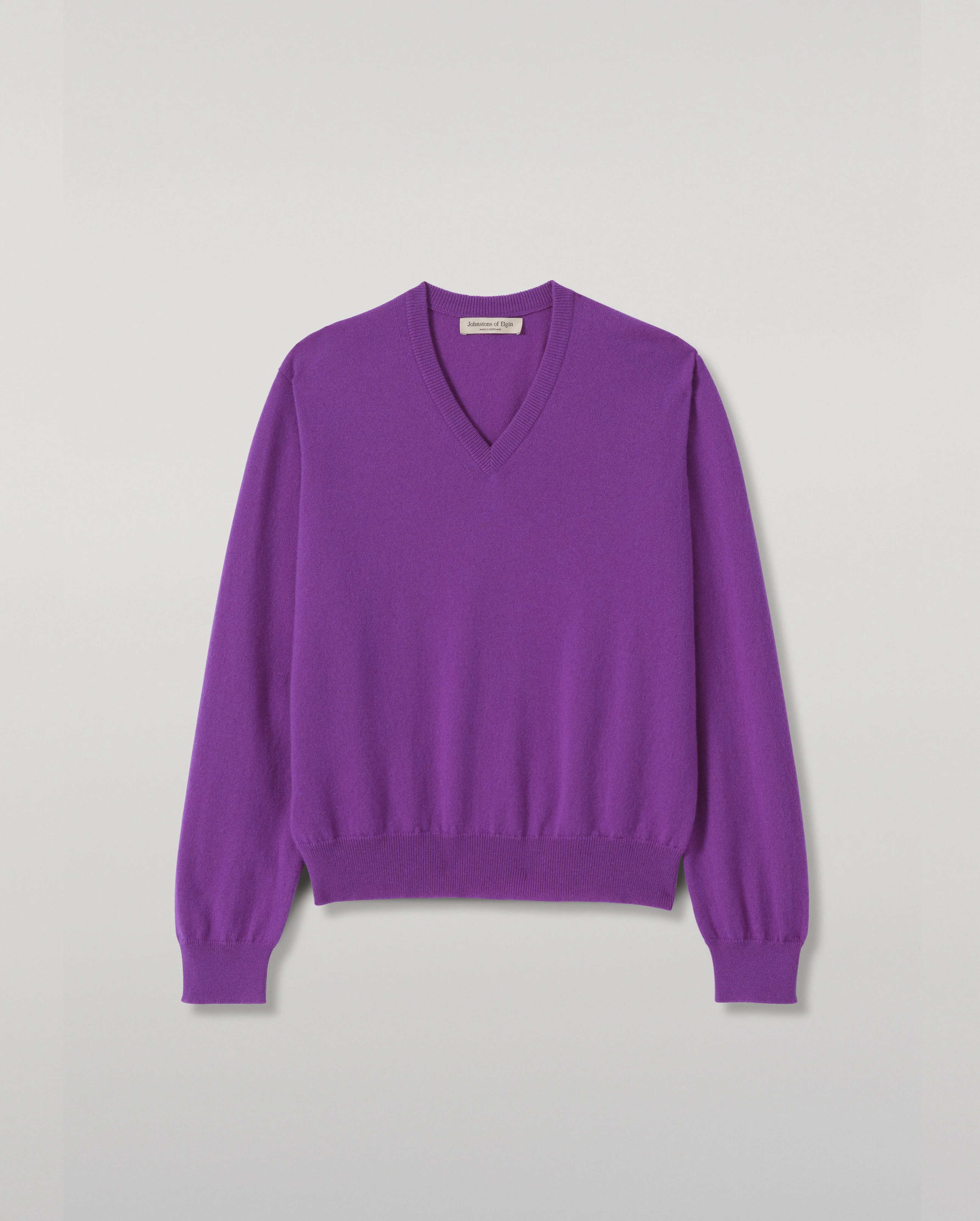 Lunan Classic Purple Cashmere V Neck Jumper - 1