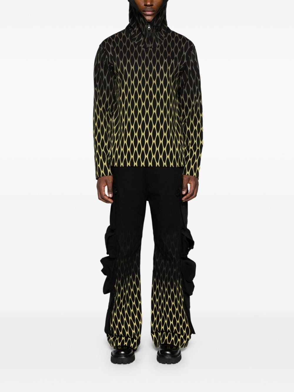 geometric-print cotton mask T-shirt - 2