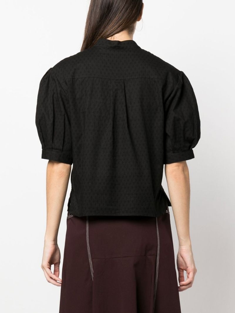 broderie-anglaise puff-sleeve shirt - 4