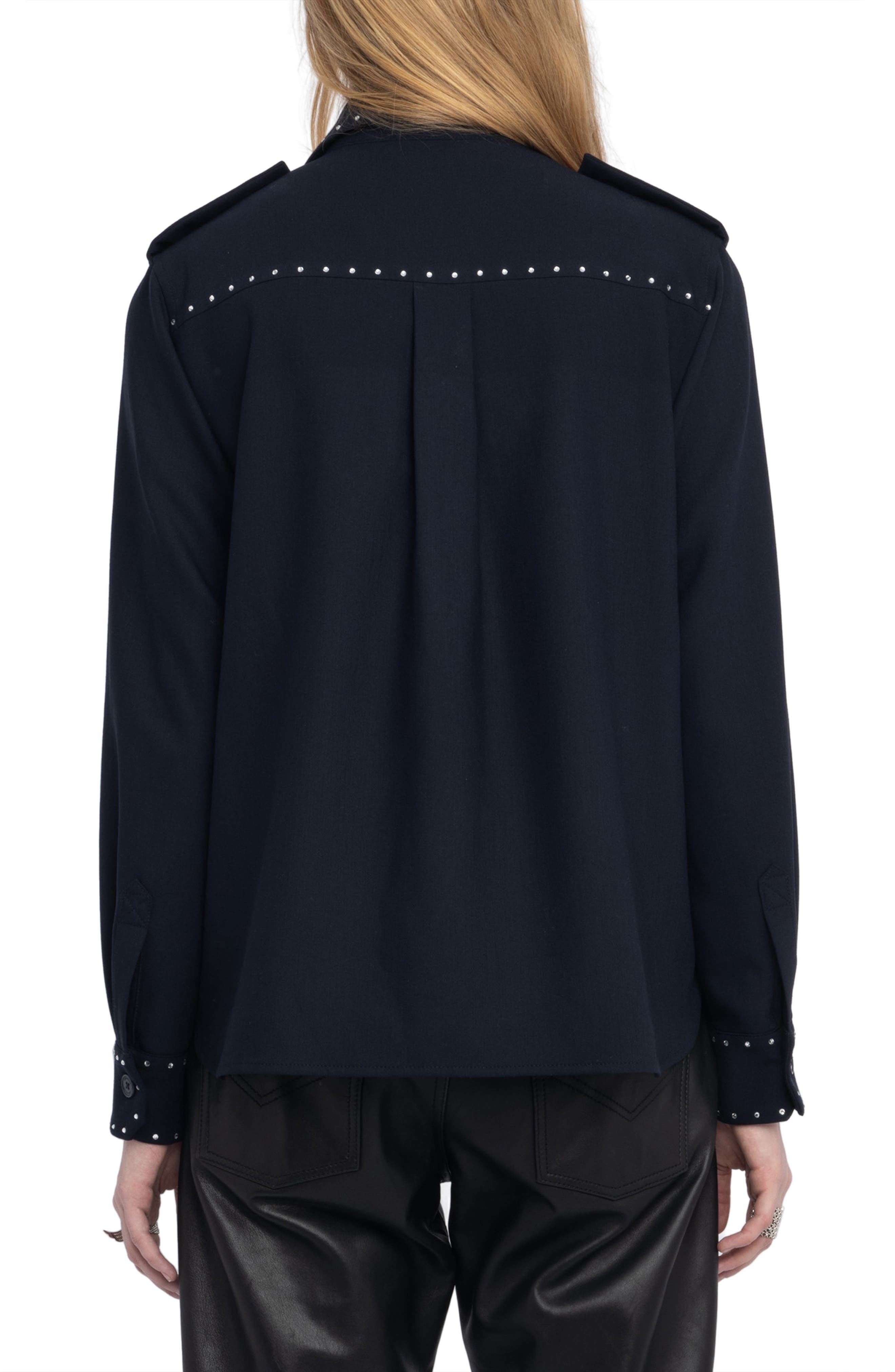 Zadig & Voltaire Stud Shirt in Encre at Nordstrom - 2